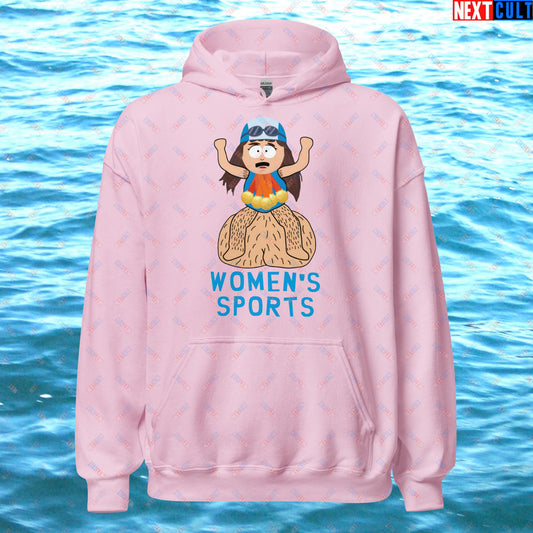 Women's Sports Funny Lia Thomas Swimming Female Sports Trans Athlete Unisex Hoodie Light Pink Hoodies LGBTQ+ South Park TV Shows Next Cult Brand