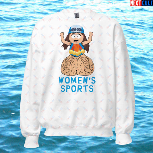 Women's Sports Funny Lia Thomas Swimming Female Sports Trans Athlete Unisex Sweatshirt White Sweatshirts LGBTQ+ South Park TV Shows Next Cult Brand