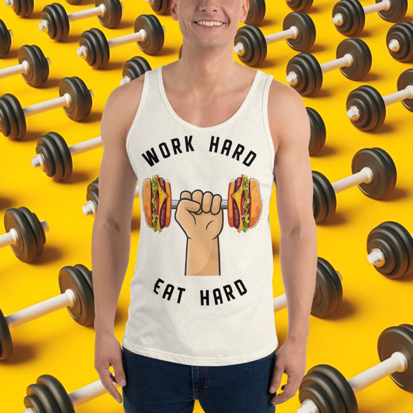 Work Hard Eat Hard Funny Bulk Diet Gym Workout Fitness Bodybuilding Tank Top Next Cult Brand