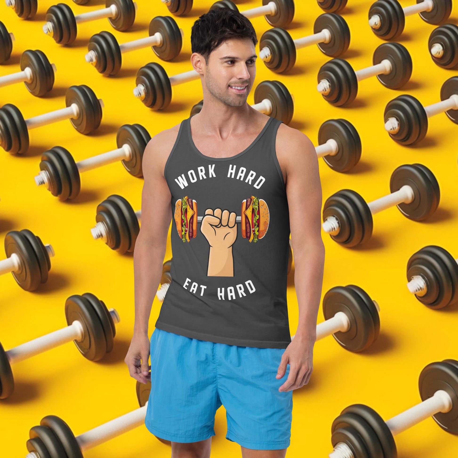 Work Hard Eat Hard Funny Bulk Diet Gym Workout Fitness Bodybuilding Tank Top Next Cult Brand