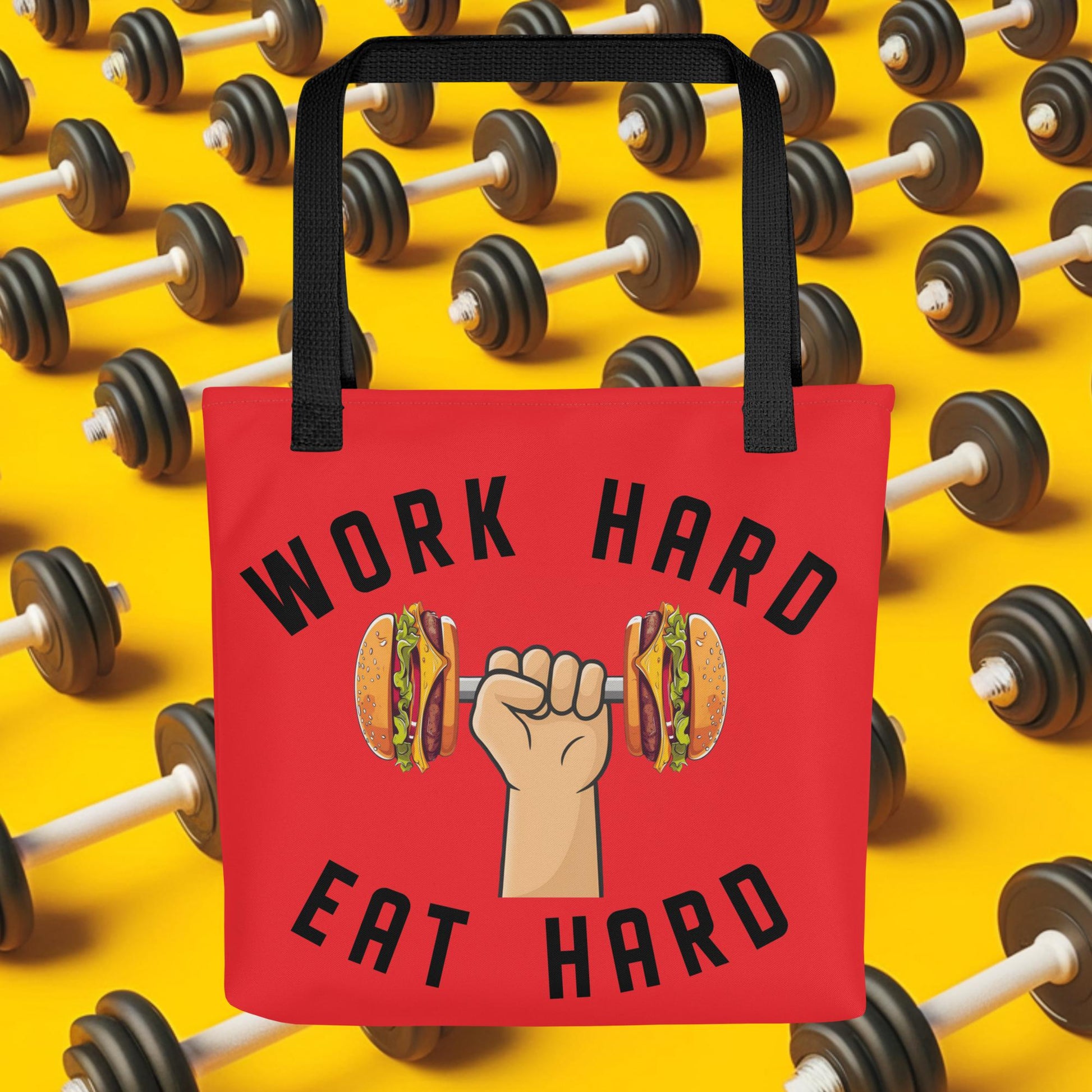 Work Hard Eat Hard Funny Bulk Diet Gym Workout Fitness Bodybuilding Tote bag Default Title Bags Bodybuilding Bulking Burgers Fast Food Fitness Gym Workout Next Cult Brand