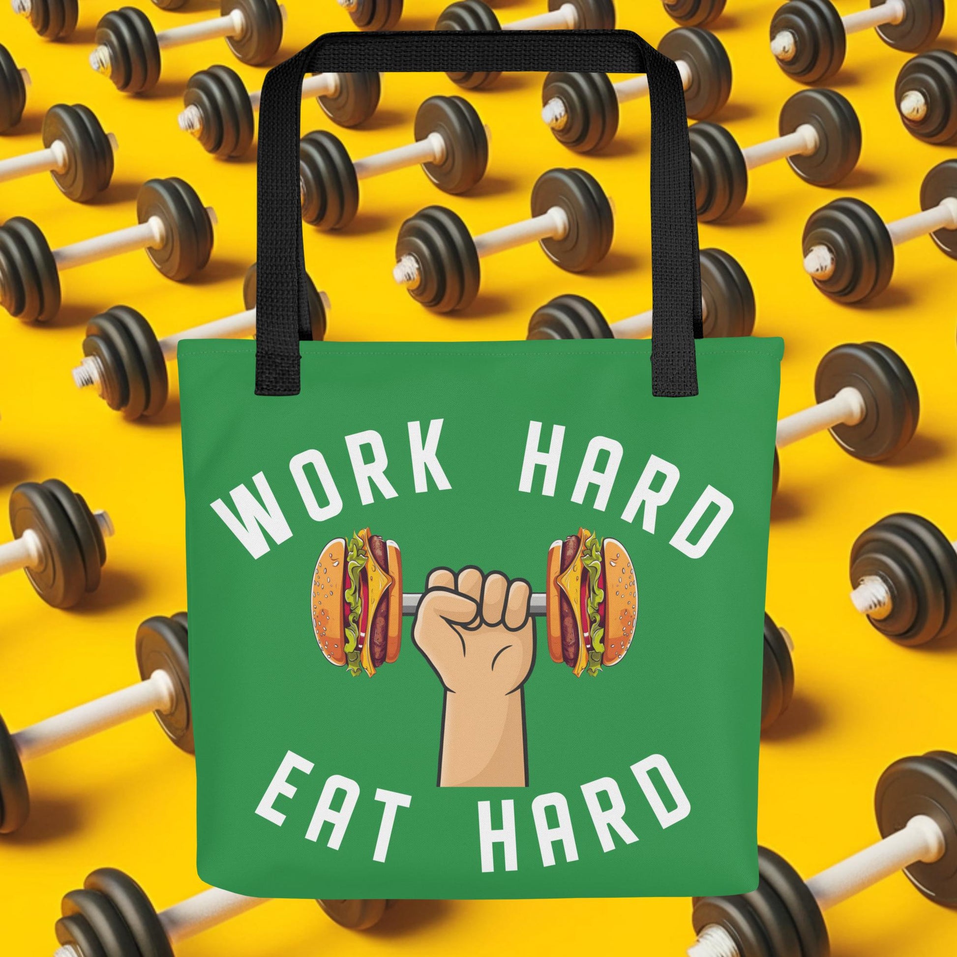 Work Hard Eat Hard Funny Bulk Diet Gym Workout Fitness Bodybuilding Tote bag Default Title Bags Bodybuilding Bulking Burgers Fast Food Fitness Gym Workout Next Cult Brand