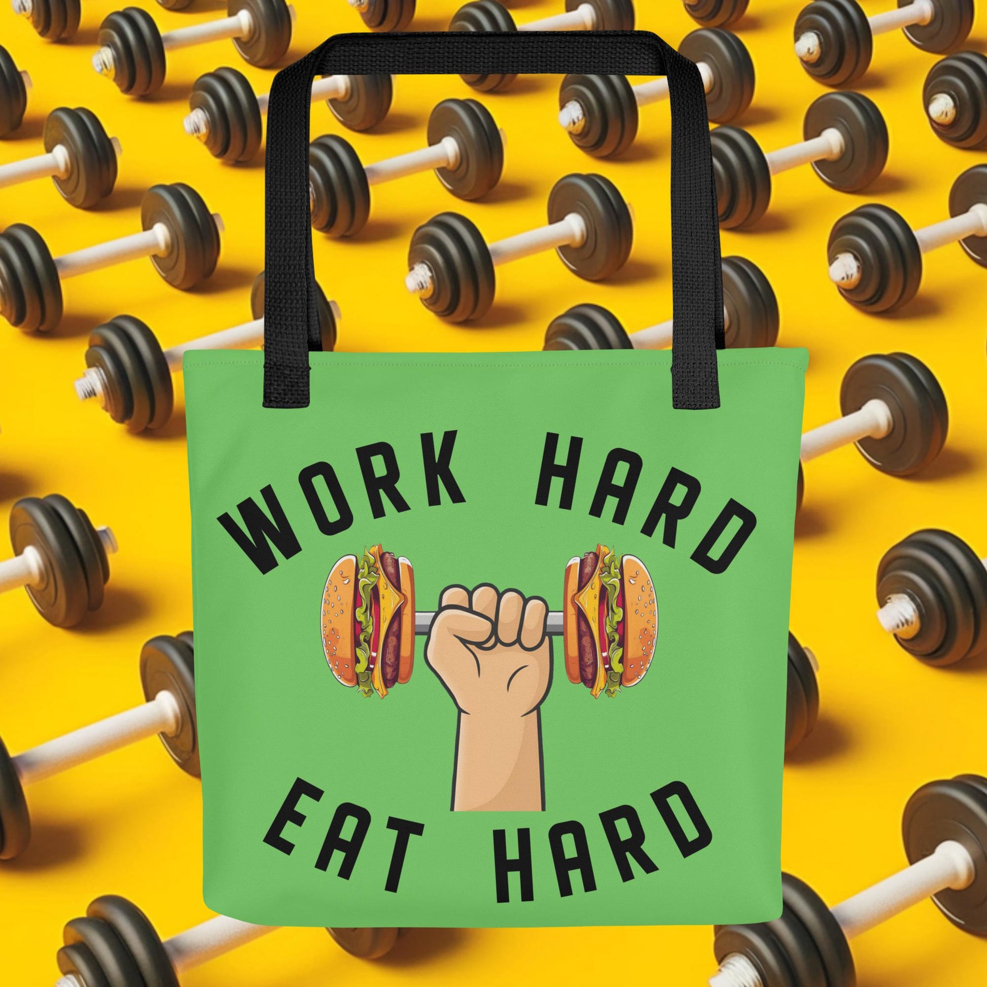 Work Hard Eat Hard Funny Bulk Diet Gym Workout Fitness Bodybuilding Tote bag Default Title Bags Bodybuilding Bulking Burgers Fast Food Fitness Gym Workout Next Cult Brand