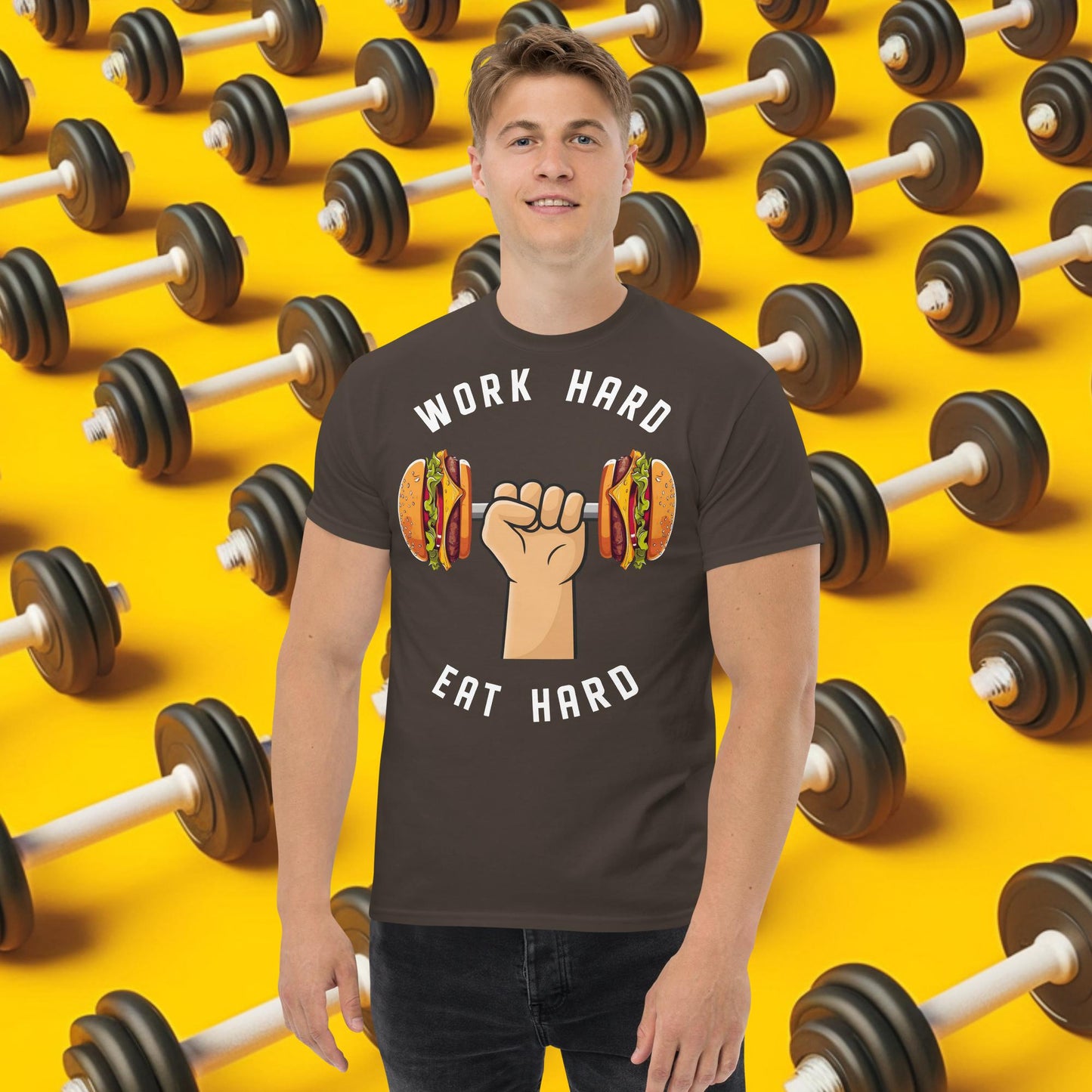 Work Hard Eat Hard Funny Bulk Diet Gym Workout Fitness Bodybuilding tee Dark Chocolate T-shirts Bodybuilding Bulking Burgers Fast Food Fitness Gym Workout Next Cult Brand