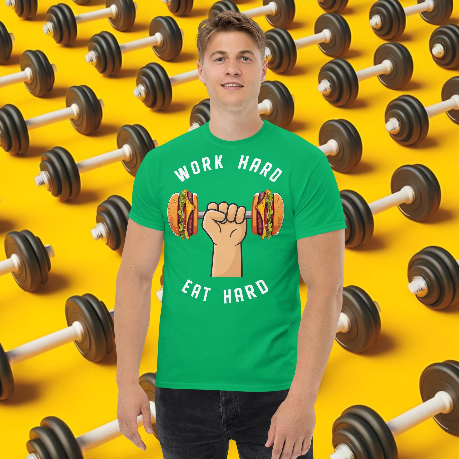 Work Hard Eat Hard Funny Bulk Diet Gym Workout Fitness Bodybuilding tee Next Cult Brand