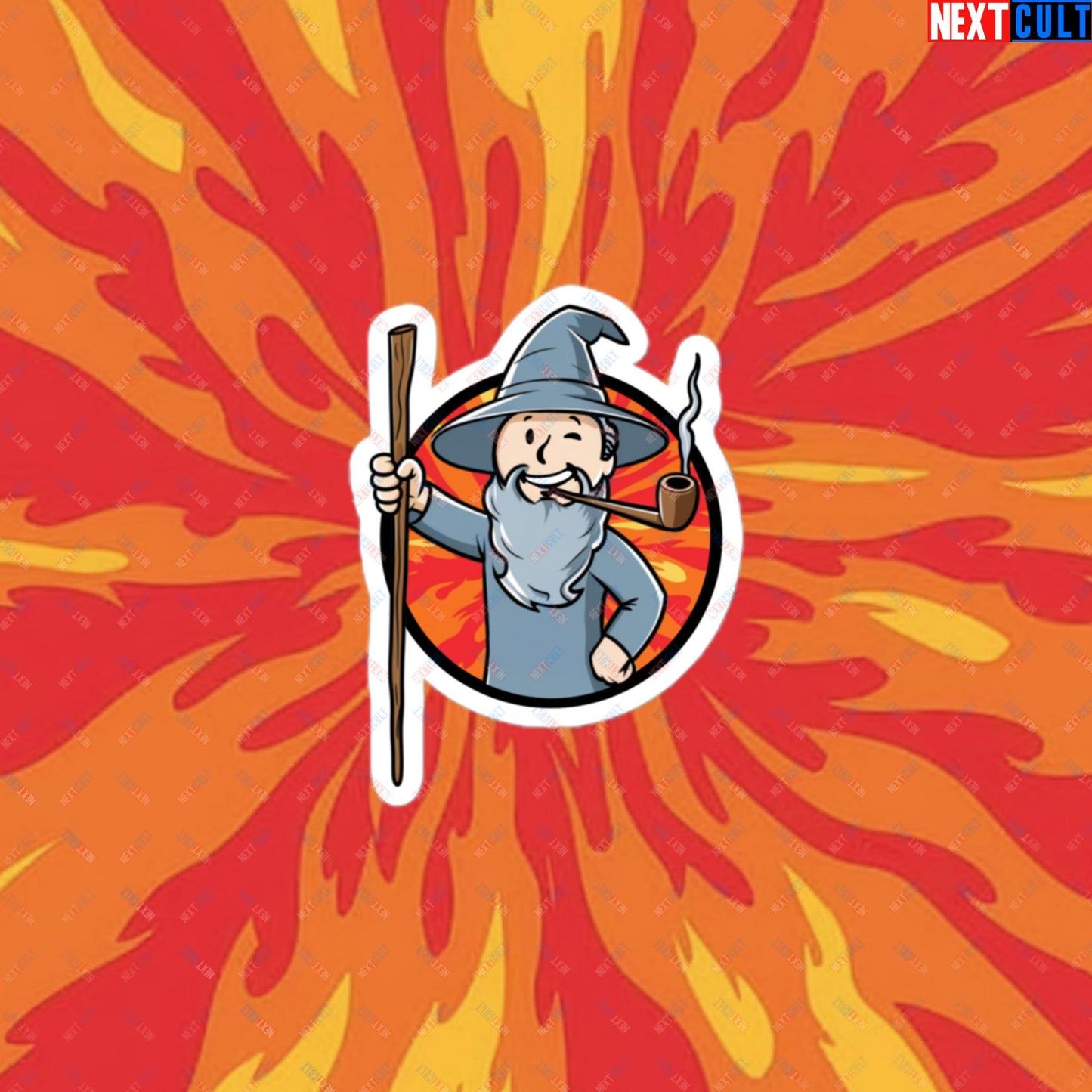 You Shall Not Pass Gandalf Vault Boy Fallout Funny Meme Cartoon Mashup Bubble-free stickers 3″×3″ Stickers Fallout Gandalf Lord of the Rings Movies Vault Boy Next Cult Brand