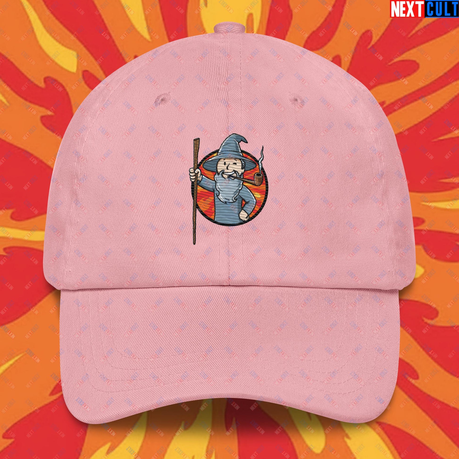 You Shall Not Pass Gandalf Vault Boy Fallout Funny Meme Cartoon Mashup Dad hat Pink Hats Fallout Gandalf Lord of the Rings Movies Vault Boy Next Cult Brand