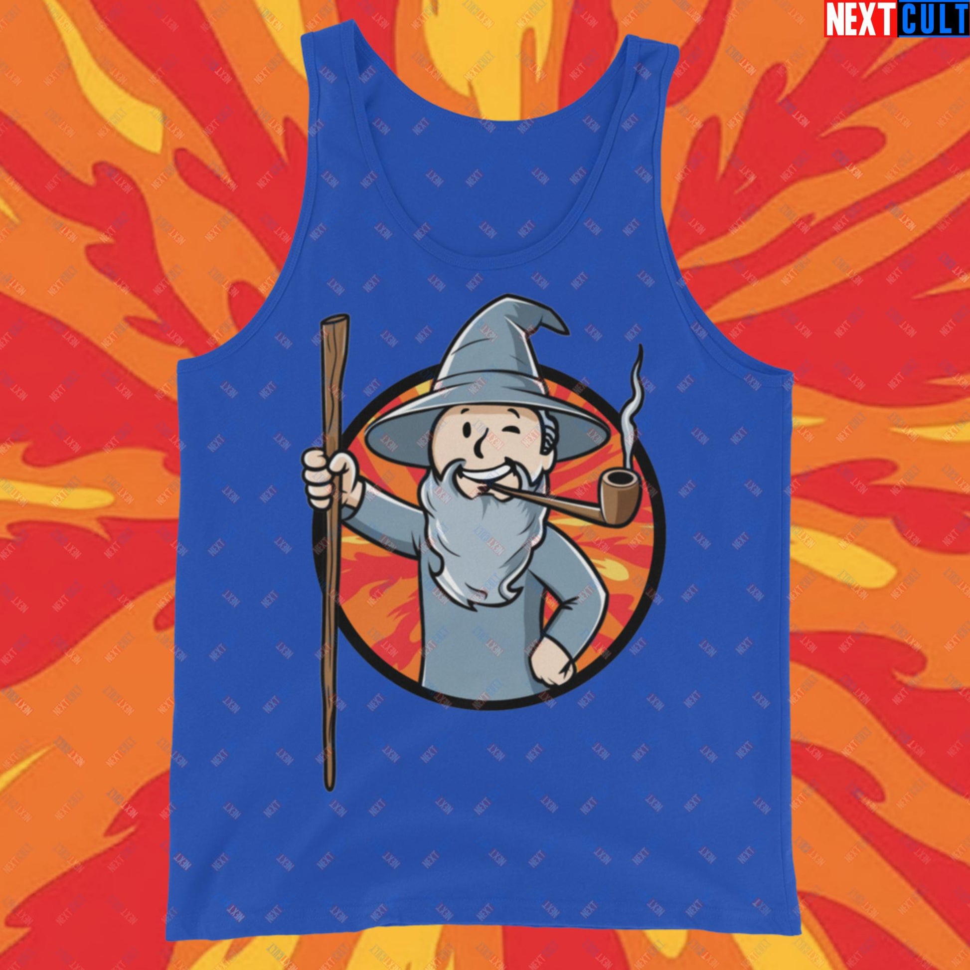 You Shall Not Pass Gandalf Vault Boy Fallout Funny Meme Cartoon Mashup Tank Top True Royal Tank Tops Fallout Gandalf Lord of the Rings Movies Vault Boy Next Cult Brand