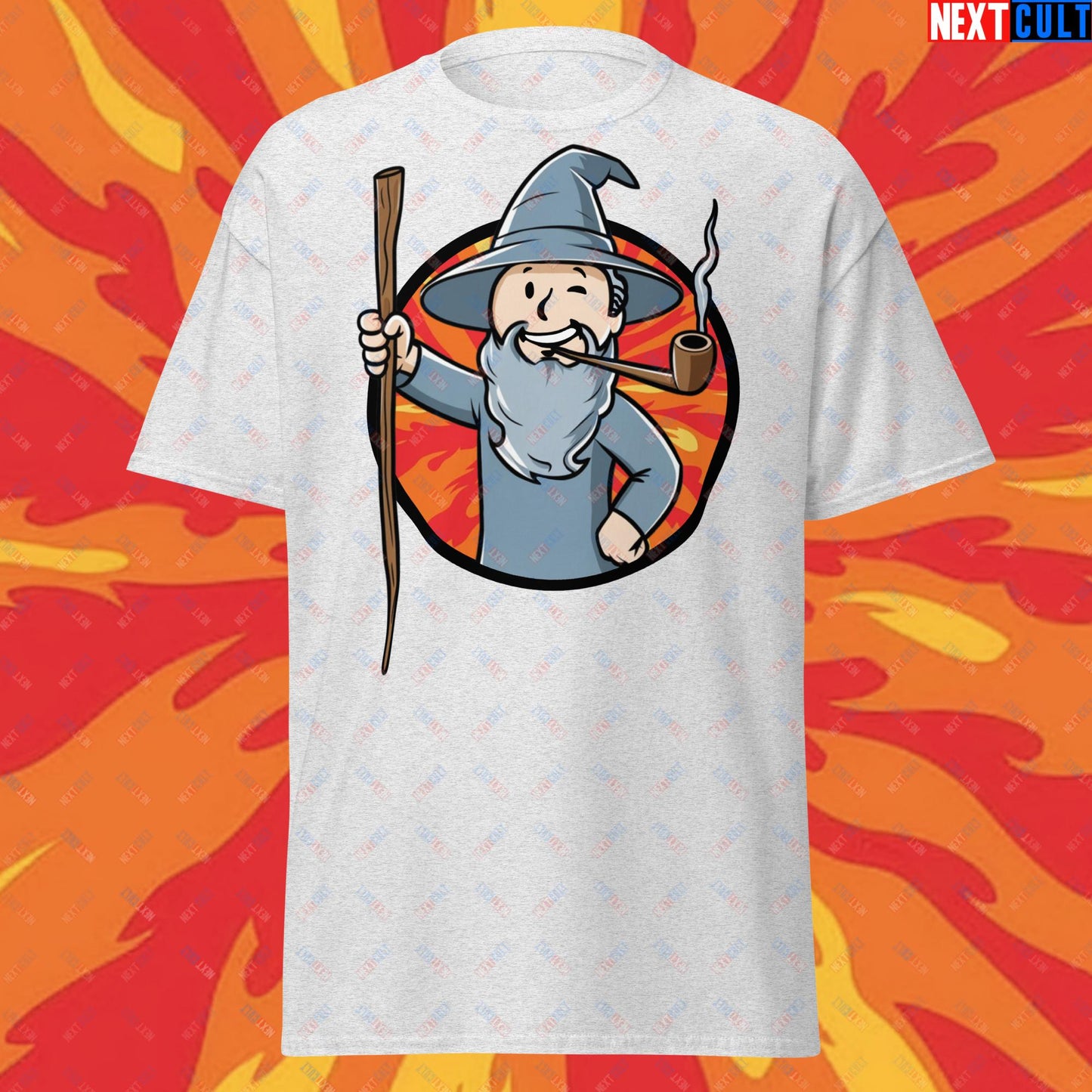 You Shall Not Pass Gandalf Vault Boy Fallout Funny Meme Cartoon Mashup Unisex tee Next Cult Brand