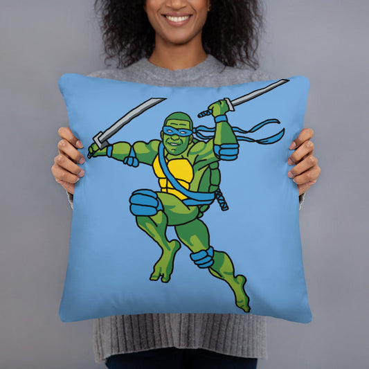 Kylian Mbappe Blue Ninja Turtle Leonardo Basic Pillow Next Cult Brand Football, Kylian Mbappe, Leonardo, Ninja Turtles, PSG