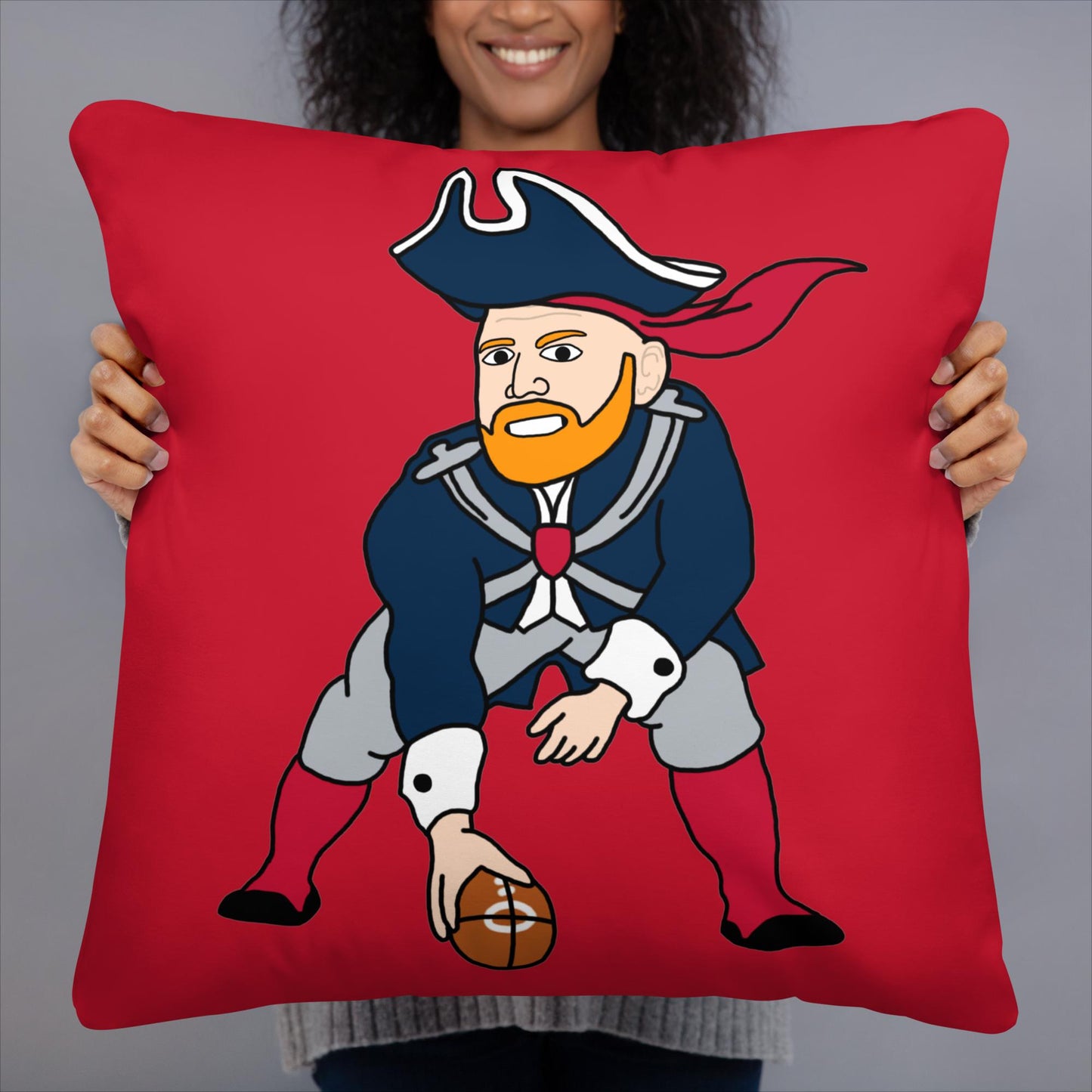 Bill Burrdy New England Patriots NFL Tom Brady Bill Burr Pillow 22″×22″ American Football Bill Burr Monday Morning Podcast New England Patriots NFL Podcasts Stand-up Comedy Next Cult Brand