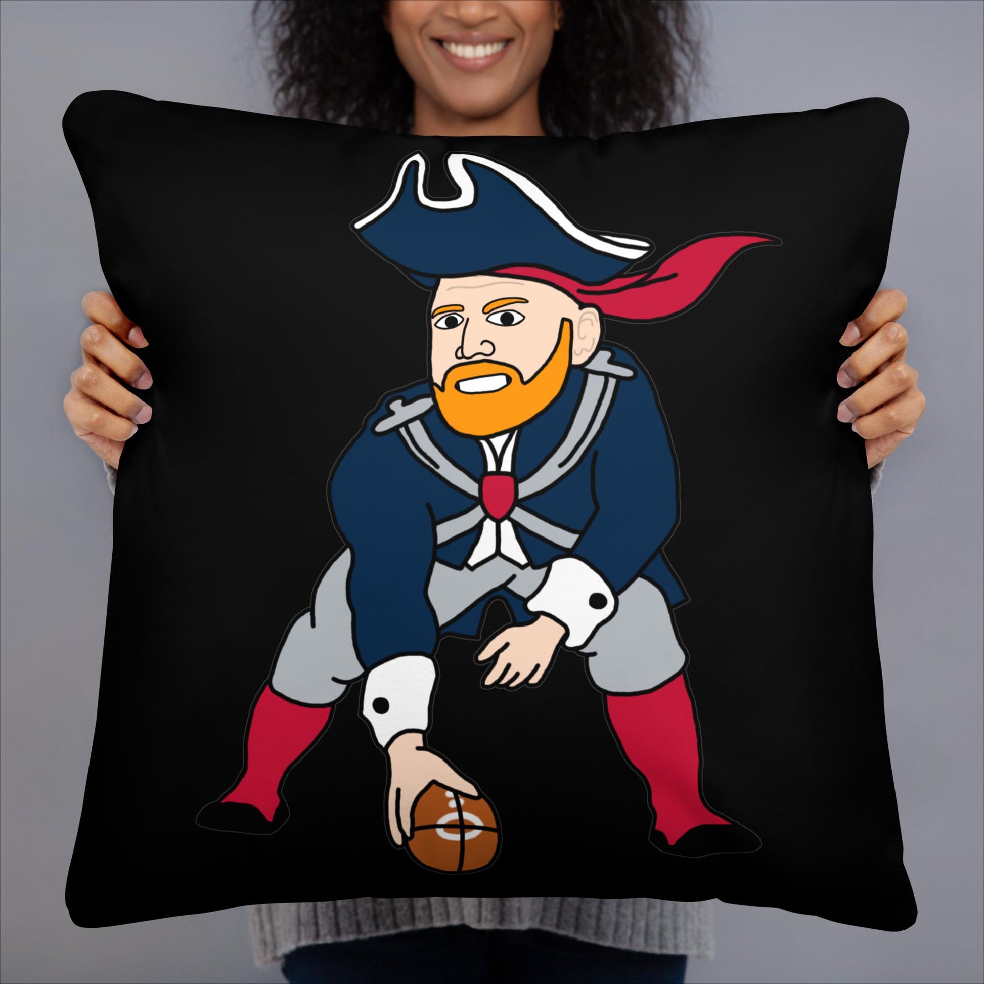 Bill Burrdy New England Patriots NFL Tom Brady Bill Burr Pillow 22″×22″ American Football Bill Burr Monday Morning Podcast New England Patriots NFL Podcasts Stand-up Comedy Next Cult Brand