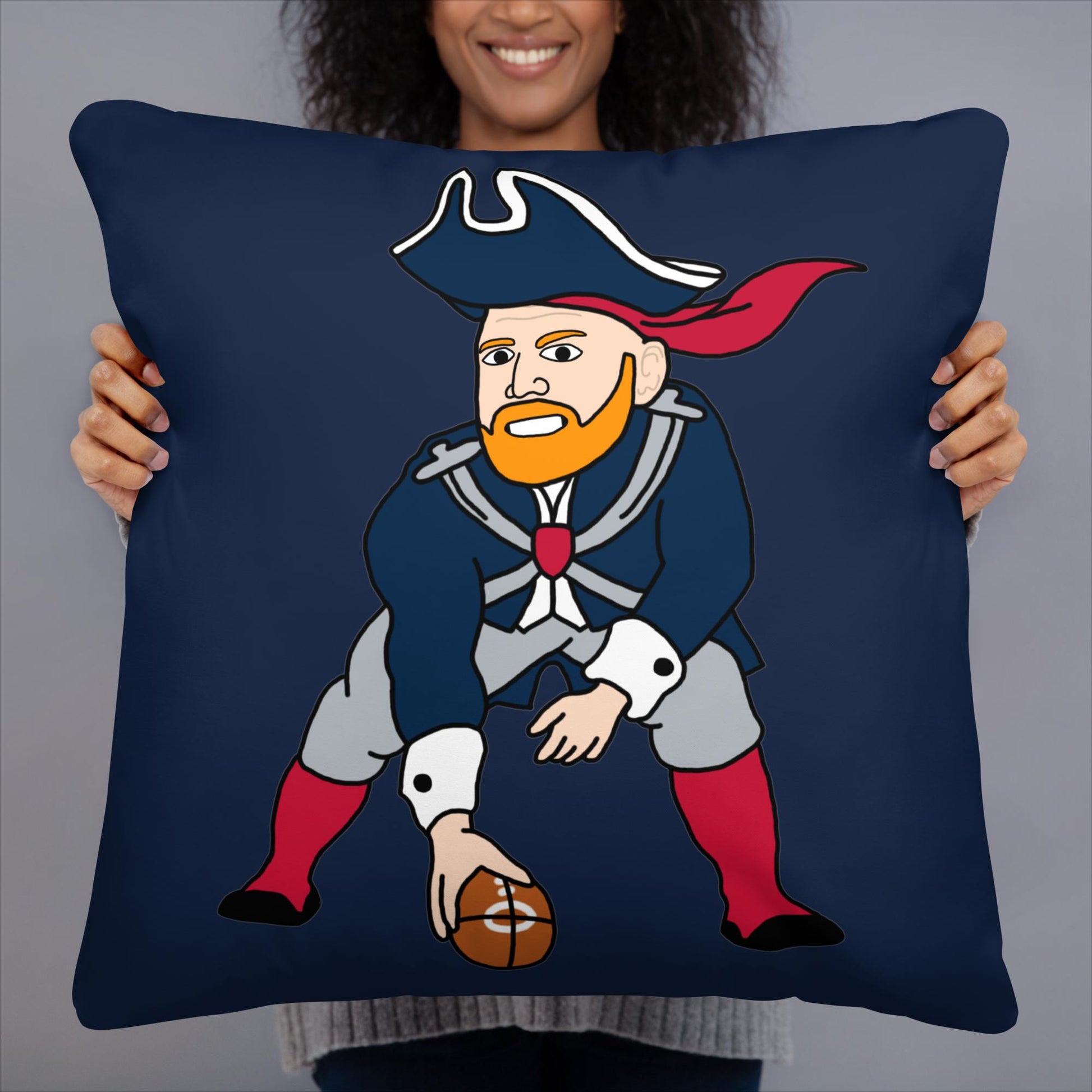 Bill Burrdy New England Patriots NFL Tom Brady Bill Burr Pillow 22″×22″ American Football Bill Burr Monday Morning Podcast New England Patriots NFL Podcasts Stand-up Comedy Next Cult Brand