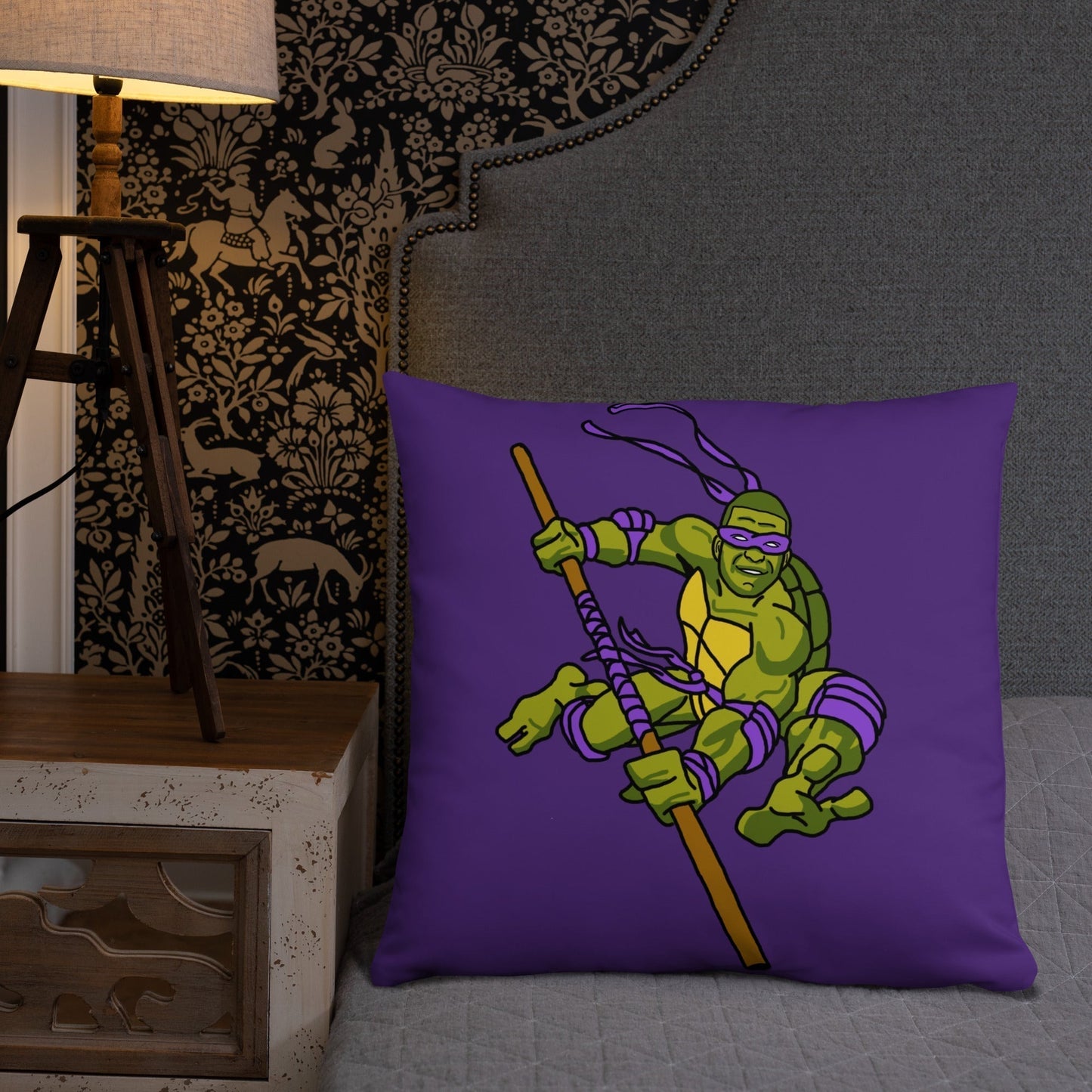 Kylian Mbappe Purple Ninja Turtle Donatello Basic Pillow Next Cult Brand Donatello, Football, Kylian Mbappe, Ninja Turtles, PSG