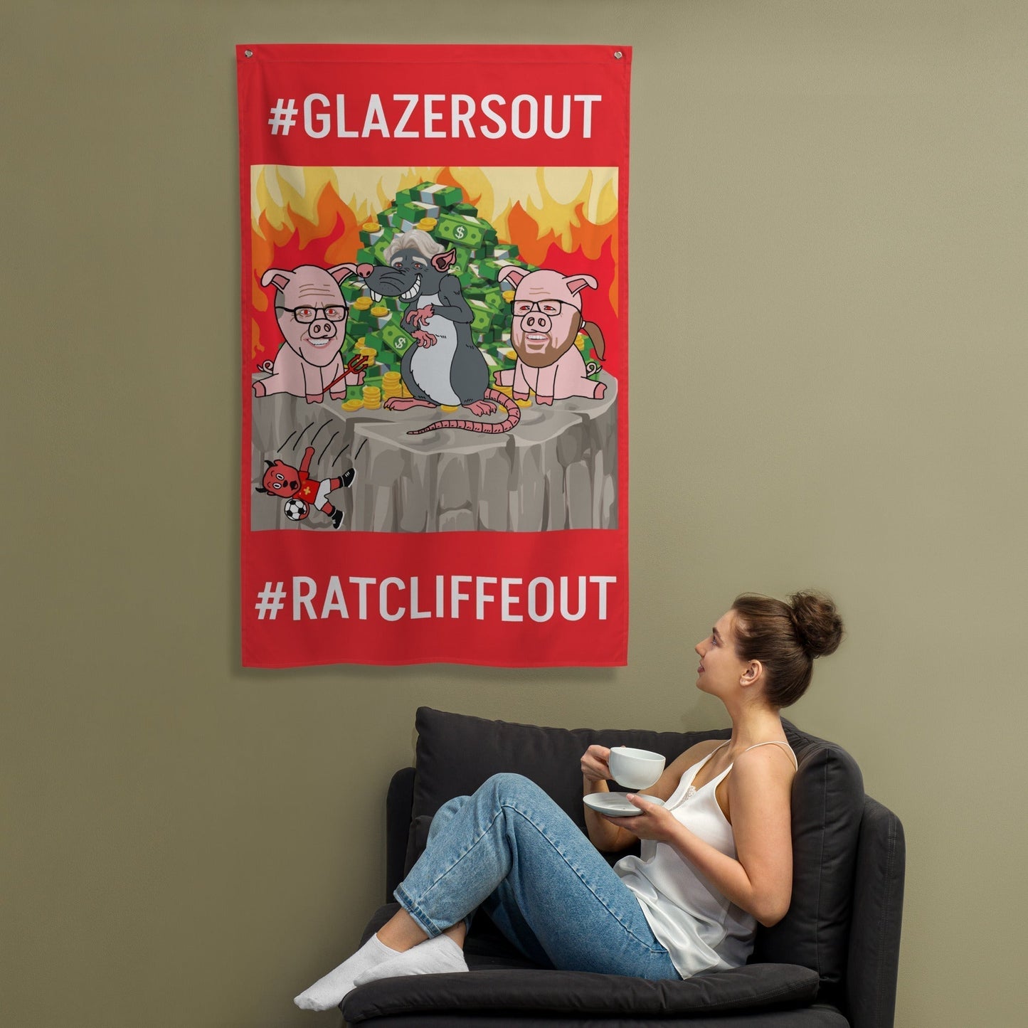 Manchester United Ratcliffe Out, Glazers Out Flag Default Title Flags Football GlazersOut Manchester United RatcliffeOut Next Cult Brand