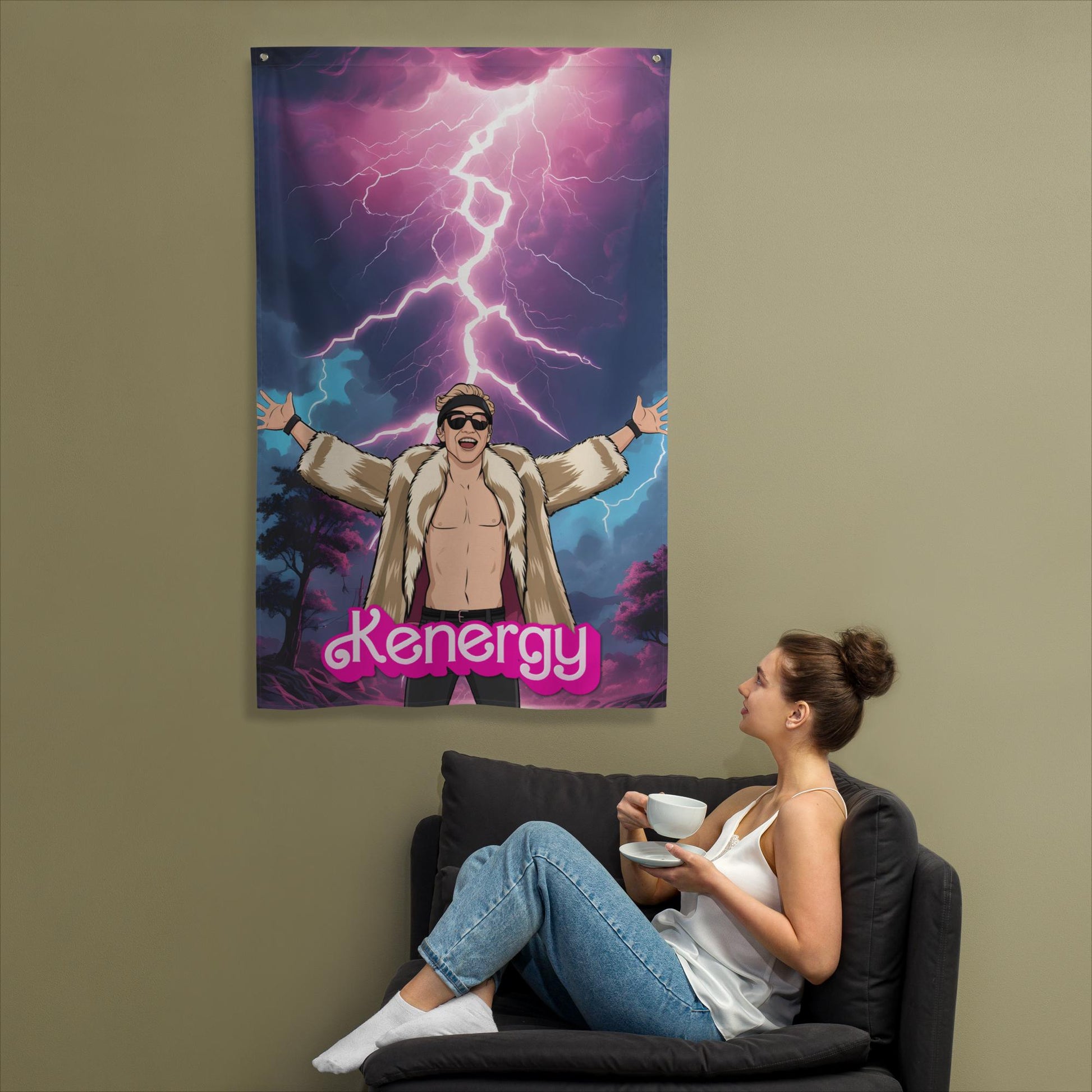 Kenergy Barbie Ryan Gosling Ken Flag Next Cult Brand Barbie, Ken, Kenergy, Movies, Ryan Gosling