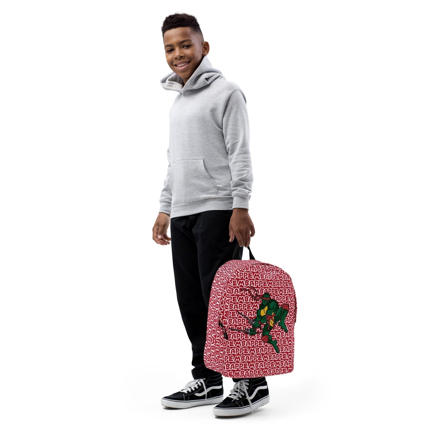 Kylian Mbappe Red Ninja Turtle Raphael Minimalist Backpack Next Cult Brand Football, Kylian Mbappe, Ninja Turtles, PSG, Raphael