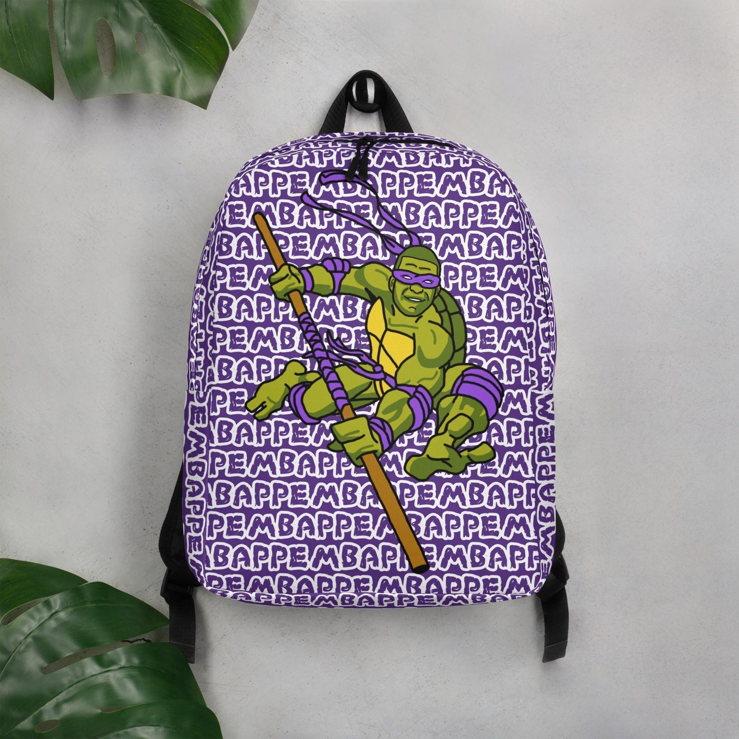 Kylian Mbappe Purple Ninja Turtle Donatello Minimalist Backpack Next Cult Brand Donatello, Football, Kylian Mbappe, Ninja Turtles, PSG