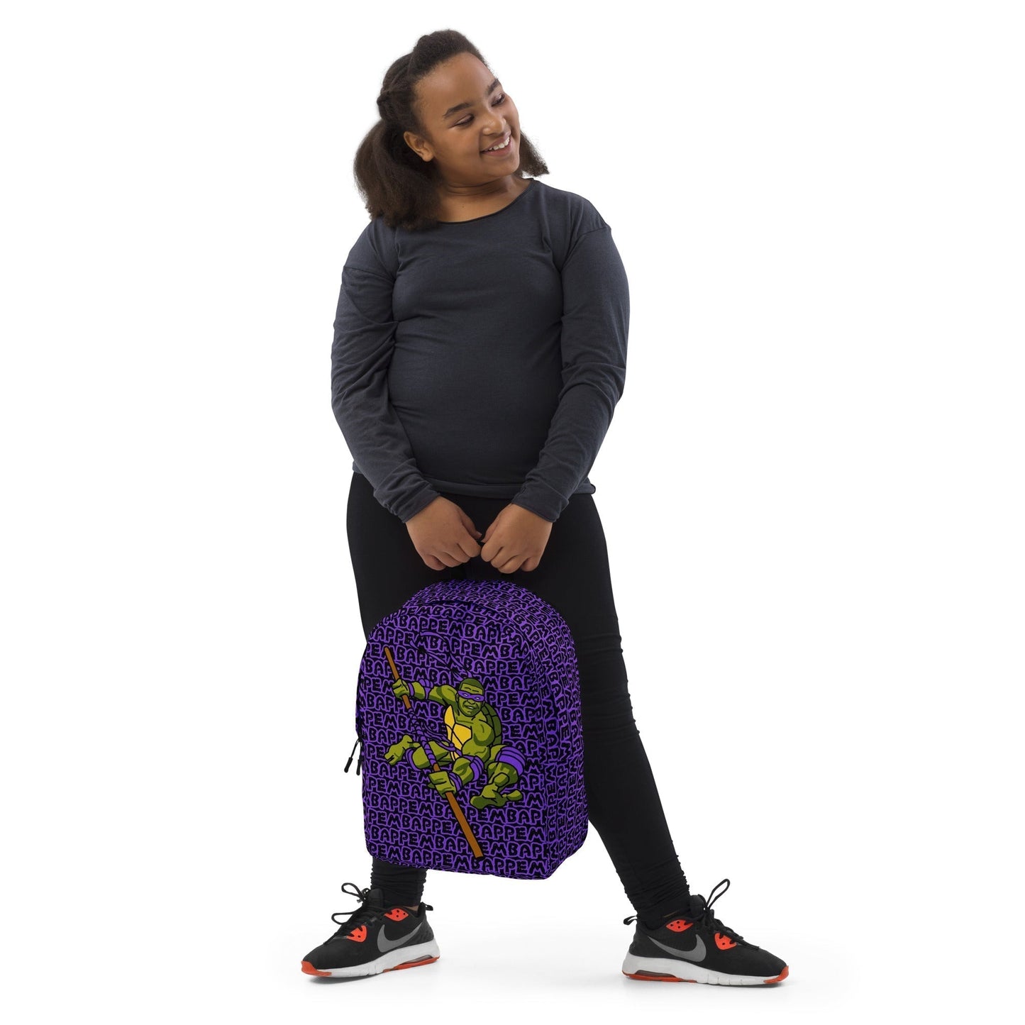 Kylian Mbappe Purple Ninja Turtle Donatello Minimalist Backpack Next Cult Brand Donatello, Football, Kylian Mbappe, Ninja Turtles, PSG