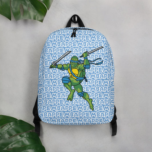 Kylian Mbappe Blue Ninja Turtle Leonardo Minimalist Backpack Next Cult Brand Football, Kylian Mbappe, Leonardo, Ninja Turtles, PSG