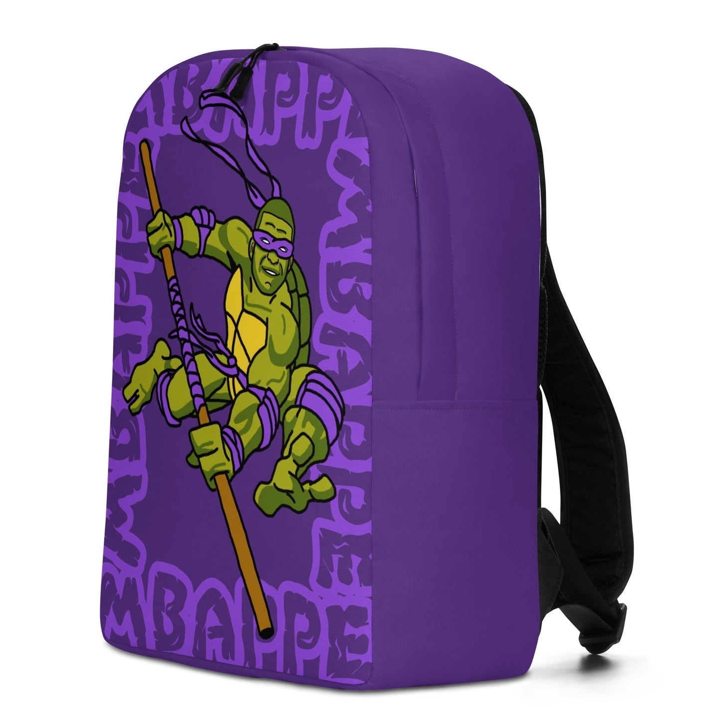 Kylian Mbappe Purple Ninja Turtle Donatello Minimalist Backpack Next Cult Brand Donatello, Football, Kylian Mbappe, Ninja Turtles, PSG