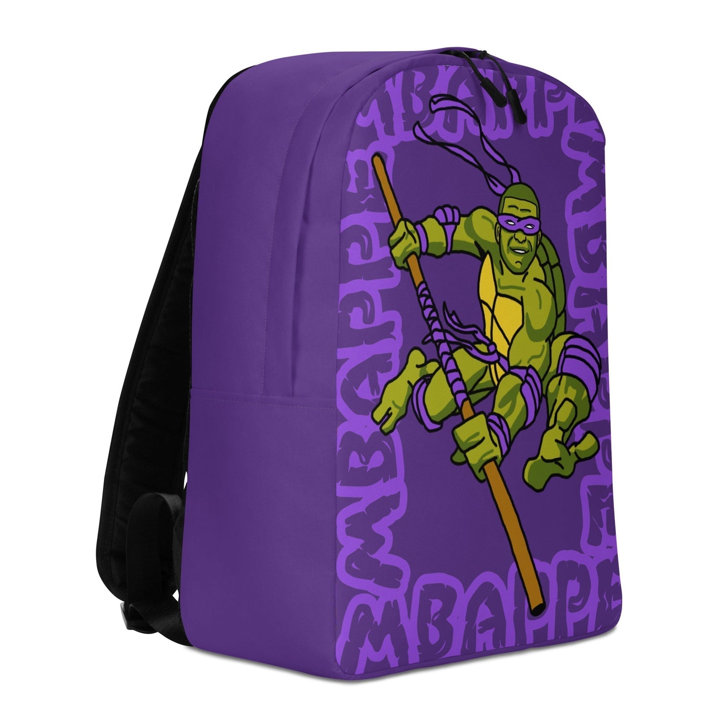 Kylian Mbappe Purple Ninja Turtle Donatello Minimalist Backpack Next Cult Brand Donatello, Football, Kylian Mbappe, Ninja Turtles, PSG