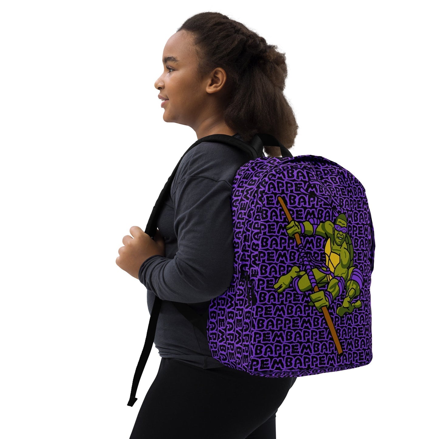 Kylian Mbappe Purple Ninja Turtle Donatello Minimalist Backpack Next Cult Brand Donatello, Football, Kylian Mbappe, Ninja Turtles, PSG