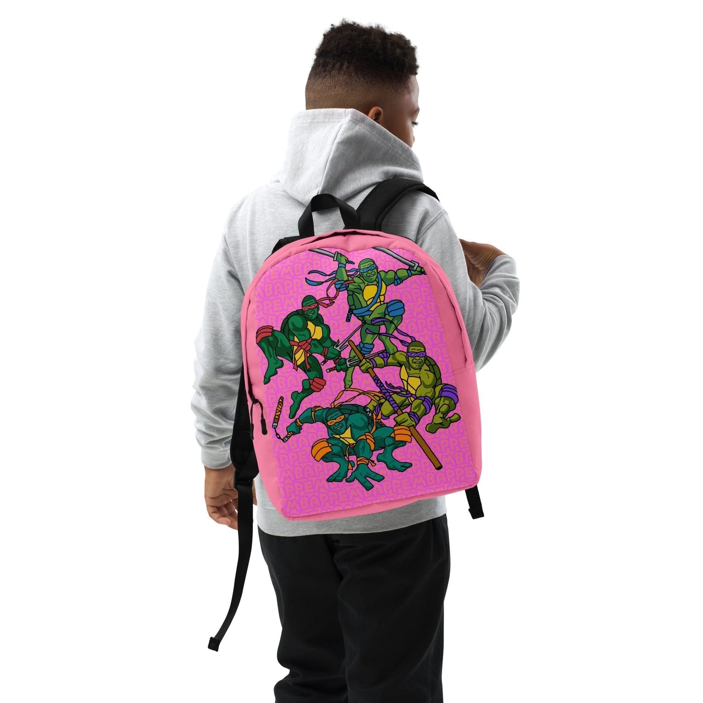 Kylian Mbappe Ninja Turtles funny football/ soccer meme Minimalist Backpack pink Next Cult Brand Football, Kylian Mbappe, Ninja Turtles, PSG