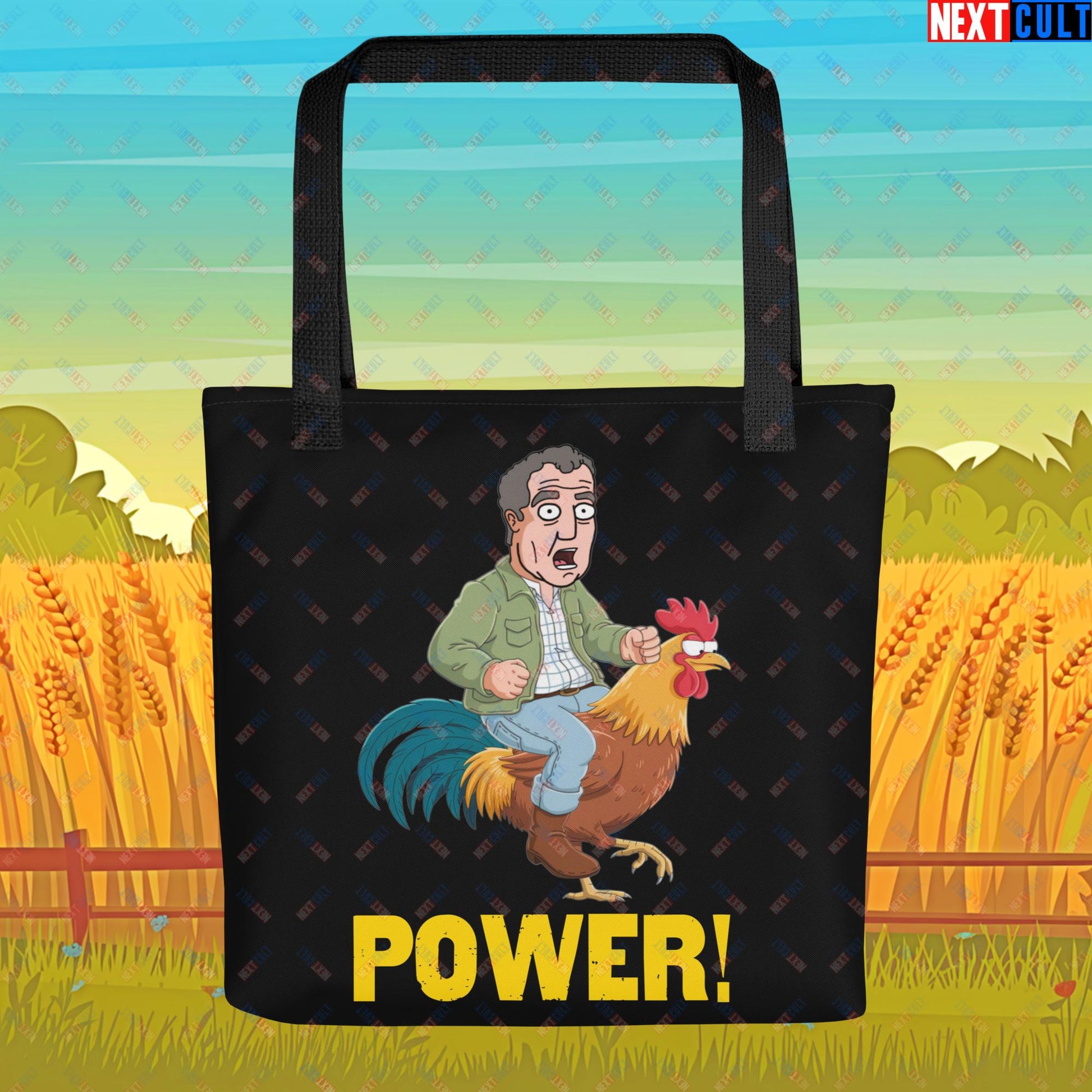 Power Rooster Chicken Farming Jeremy Clarkson's Farm Diddly Squat Grand Tour Top Gear Funny Meme Cartoon Tote bag Default Title Bags Clarkson's Farm Grand Tour Jeremy Clarkson Top Gear TV Shows Next Cult Brand