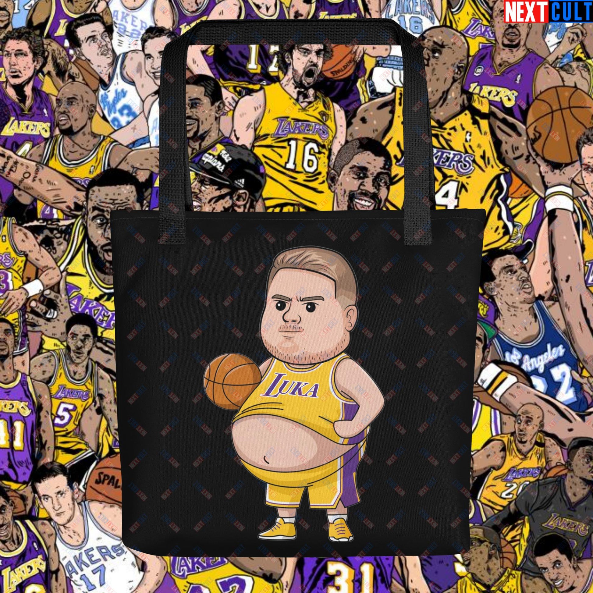 Fat Luka Doncic Los Angeles Lakers NBA Basketball Funny Meme Cartoon Tote bag Default Title Bags Basketball Los Angeles Lakers Luka Doncic NBA Next Cult Brand