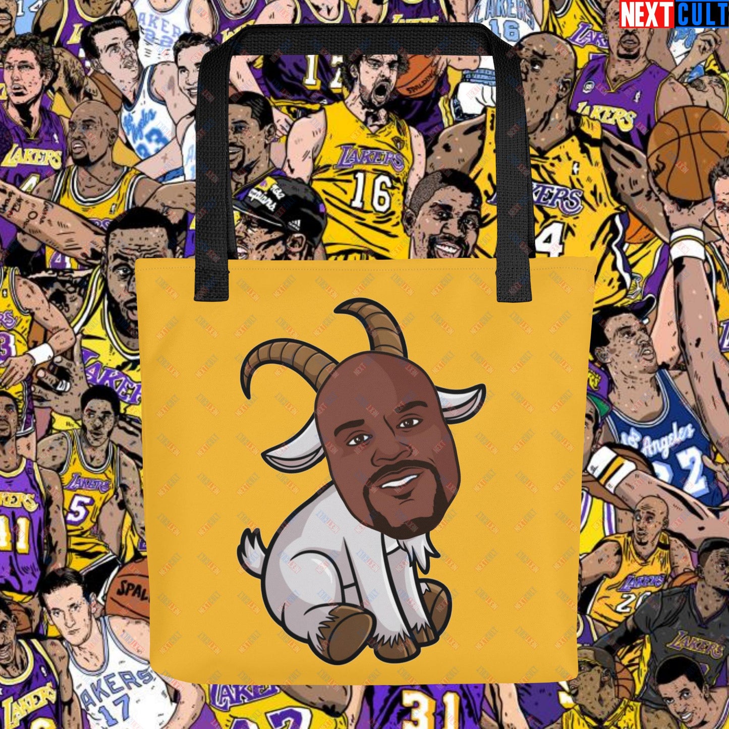 Shaquille O’Neal GOAT Tote Bag - Shaq Basketball Meme Carryall Bag - Greatest of All Time NBA Funny Cartoon Shopping Bag for Basketball Fans - Perfect Gift for Shaq Lovers Tote bag Default Title Bags Basketball G.O.A.T. Los Angeles Lakers NBA Orlando Magic Shaq Next Cult Brand