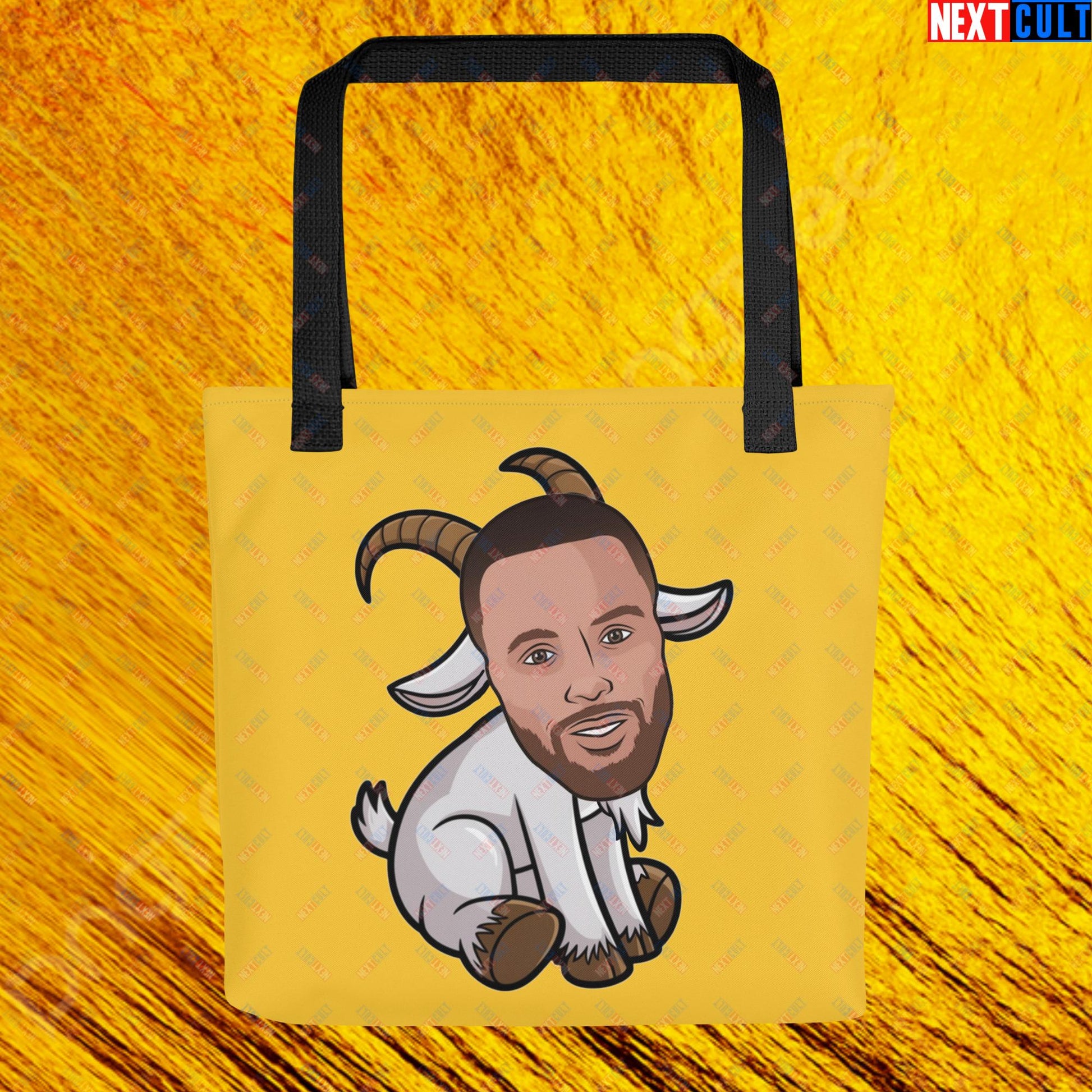 Stephen Curry G.O.A.T. Tote Bag - Steph Curry Greatest of All Time Basketball Meme Carryall Bag - Funny NBA Fan Art Cartoon Shopping Bag - Perfect Gift for Basketball Fans Tote bag Default Title Bags Basketball G.O.A.T. Golden State Warriors NBA Stephen Curry Next Cult Brand