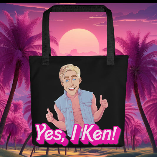 Yes I Ken Yes I can Ryan Gosling Ken Barbie Movie Tote bag Default Title Bags Barbie Celebrities Ken Movies Ryan Gosling Next Cult Brand