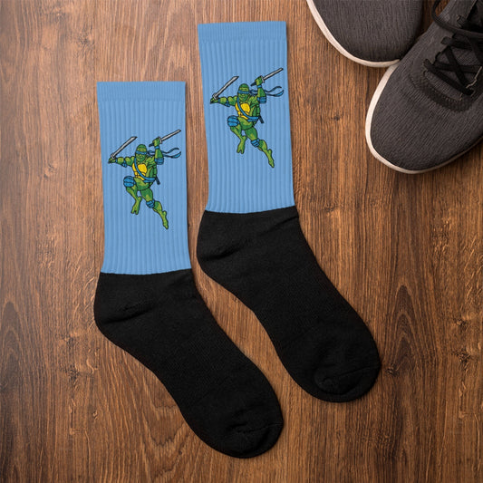 Kylian Mbappe Blue Ninja Turtle Leonardo Socks Next Cult Brand Football, Kylian Mbappe, Leonardo, Ninja Turtles, PSG