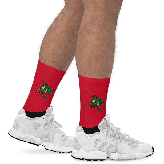 Kylian Mbappe Red Ninja Turtle Raphael Socks Next Cult Brand Football, Kylian Mbappe, Ninja Turtles, PSG, Raphael