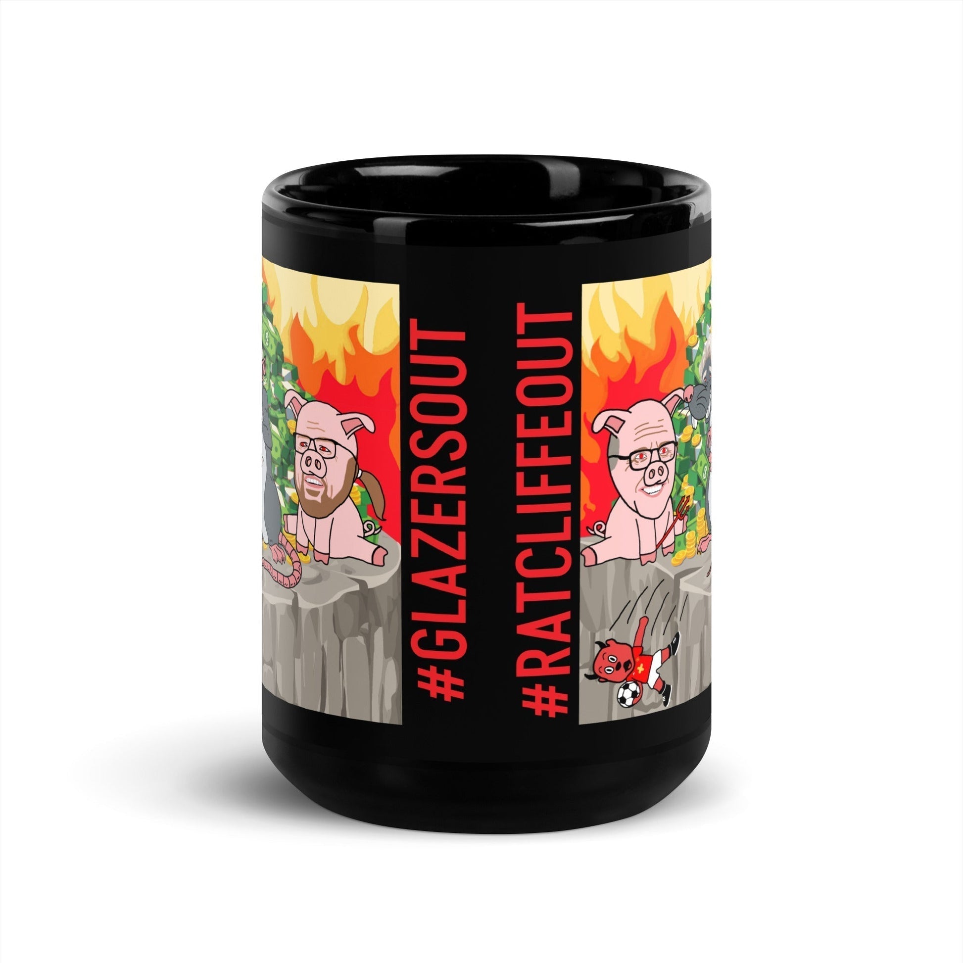 Manchester United Ratcliffe Out, Glazers Out Black Glossy Mug/ Cup Mugs Football GlazersOut Manchester United RatcliffeOut Next Cult Brand