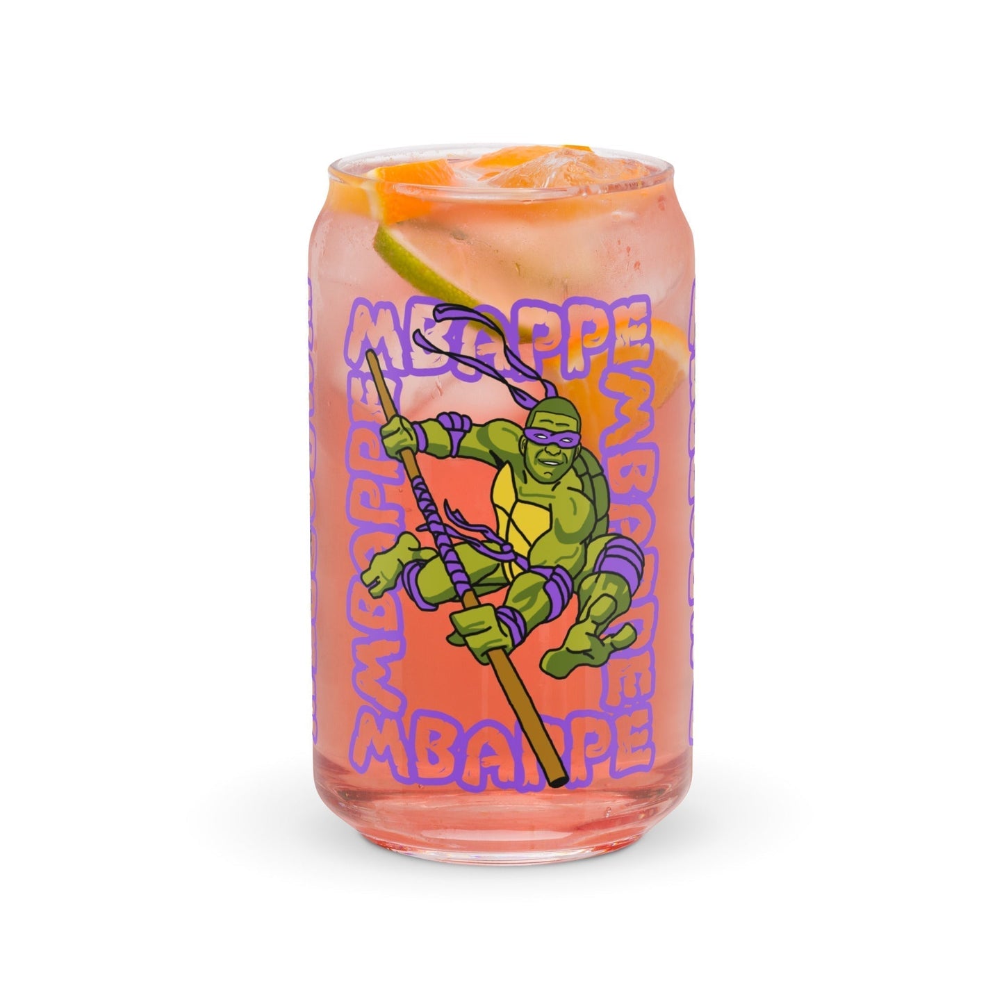 Kylian Mbappe Purple Ninja Turtle Donatello Can-shaped glass Next Cult Brand Donatello, Football, Kylian Mbappe, Ninja Turtles, PSG