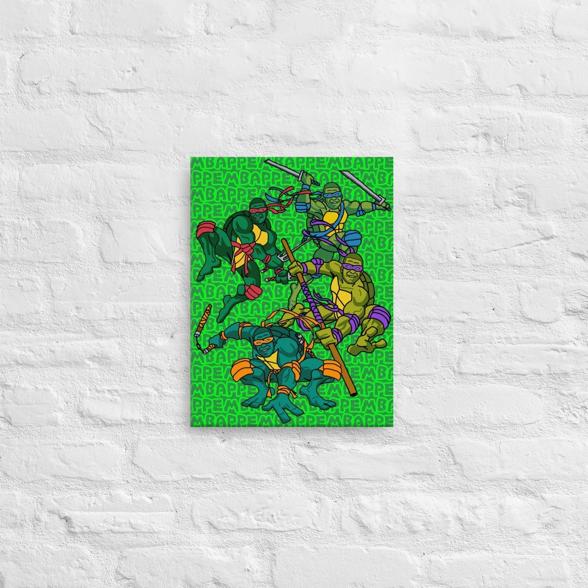 Kylian Mbappe Ninja Turtles funny football/ soccer meme Canvas green Next Cult Brand Football, Kylian Mbappe, Ninja Turtles, PSG