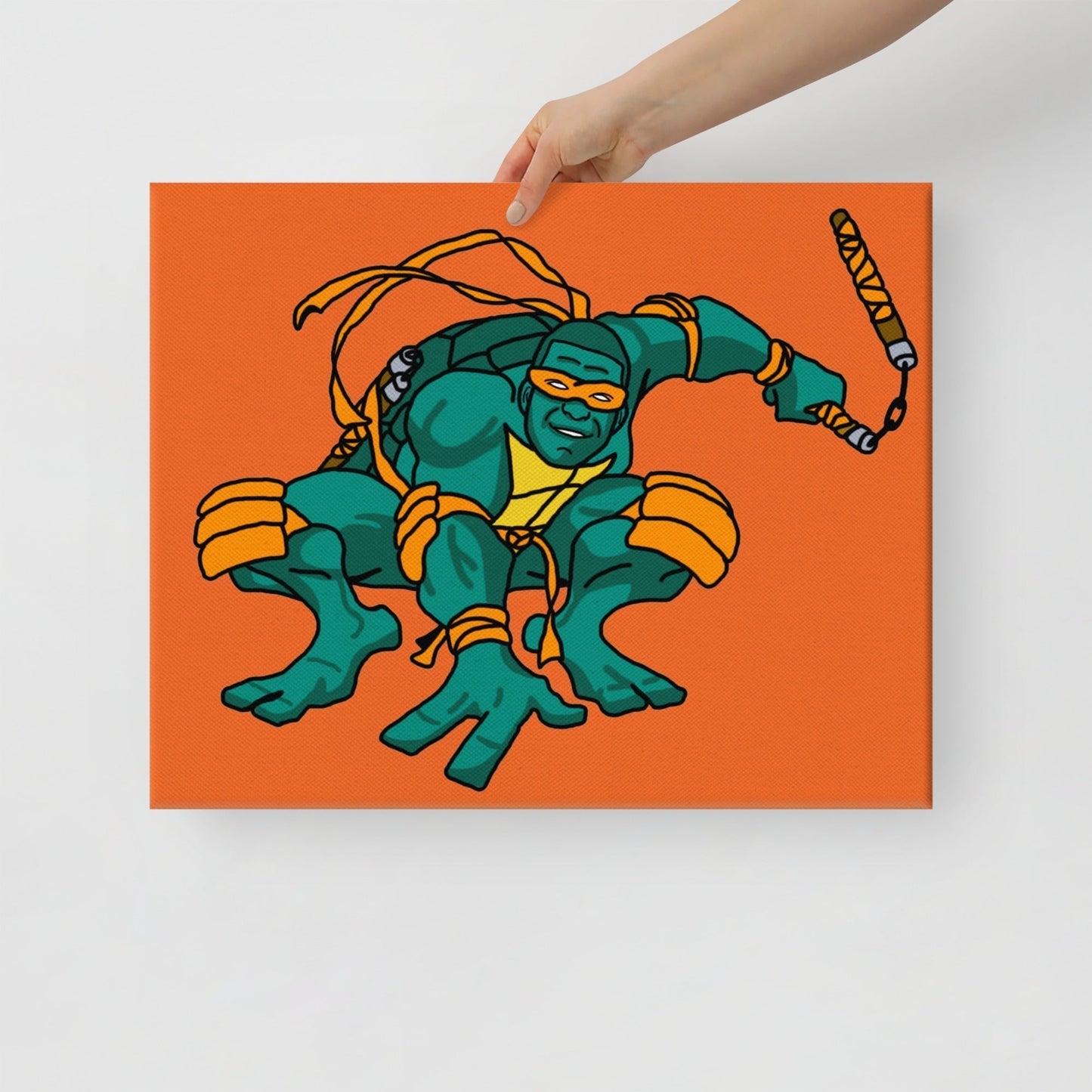 Kylian Mbappe Orange Ninja Turtle Michelangelo Canvas Next Cult Brand Football, Kylian Mbappe, Michelangelo, Ninja Turtles, PSG
