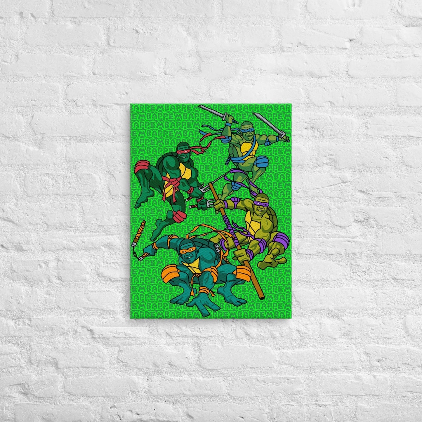 Kylian Mbappe Ninja Turtles funny football/ soccer meme Canvas green Next Cult Brand Football, Kylian Mbappe, Ninja Turtles, PSG