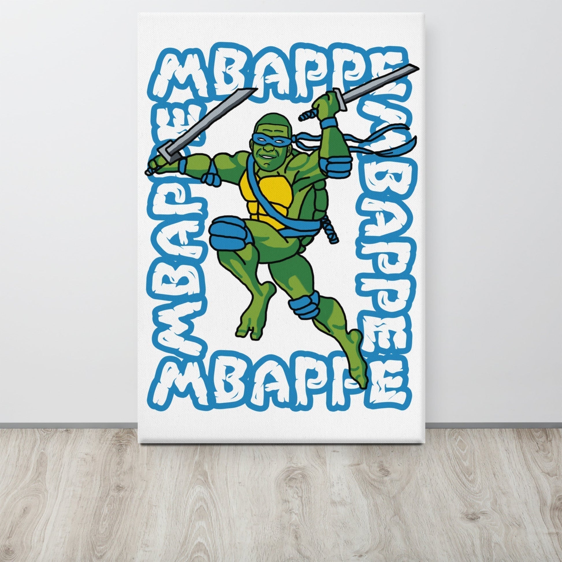 Kylian Mbappe Blue Ninja Turtle Leonardo Canvas Next Cult Brand Football, Kylian Mbappe, Leonardo, Ninja Turtles, PSG