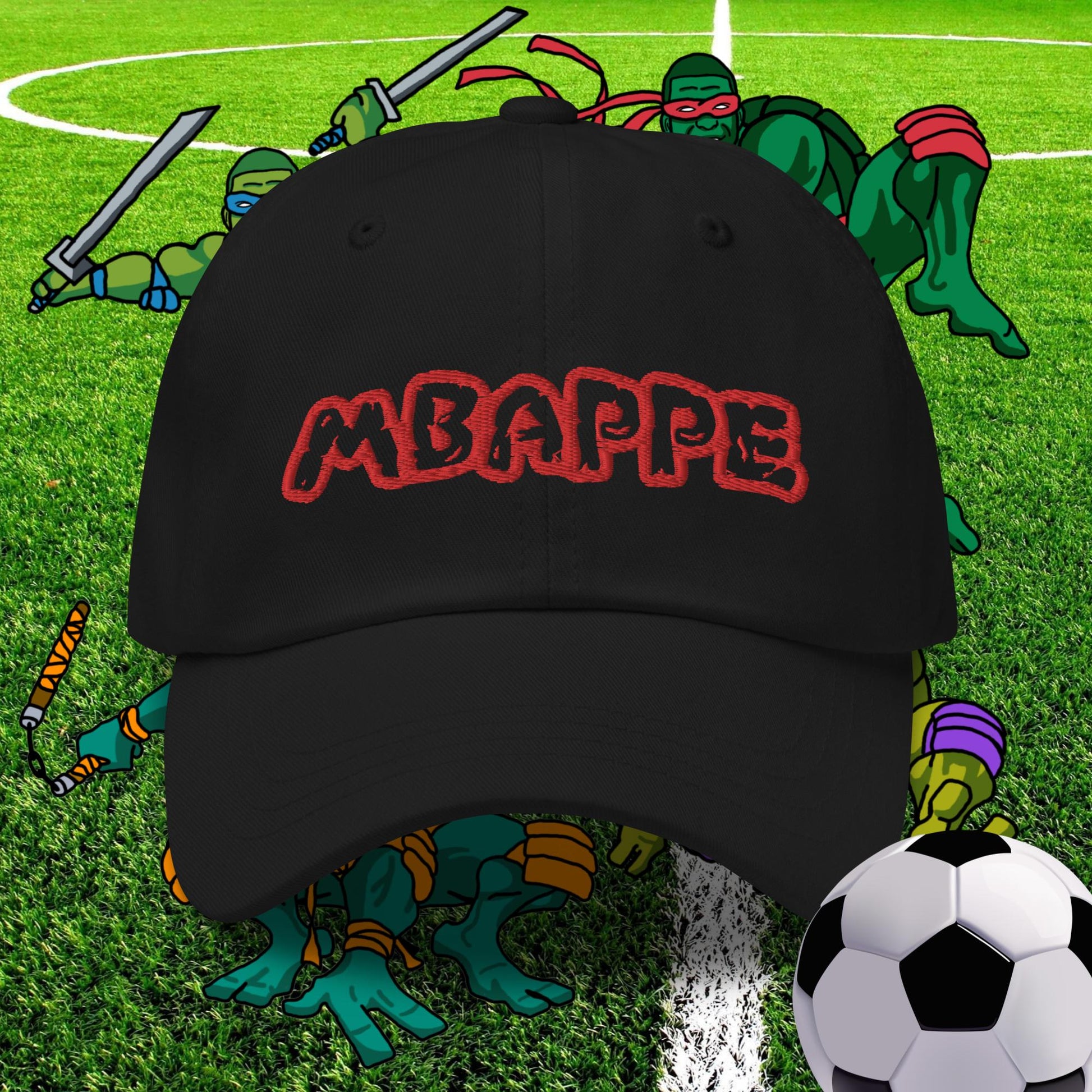 Kylian Mbappe Ninja Turtles Real Madrid Soccer Football Dad hat Black Hats Football Kylian Mbappe PSG Real Madrid Next Cult Brand