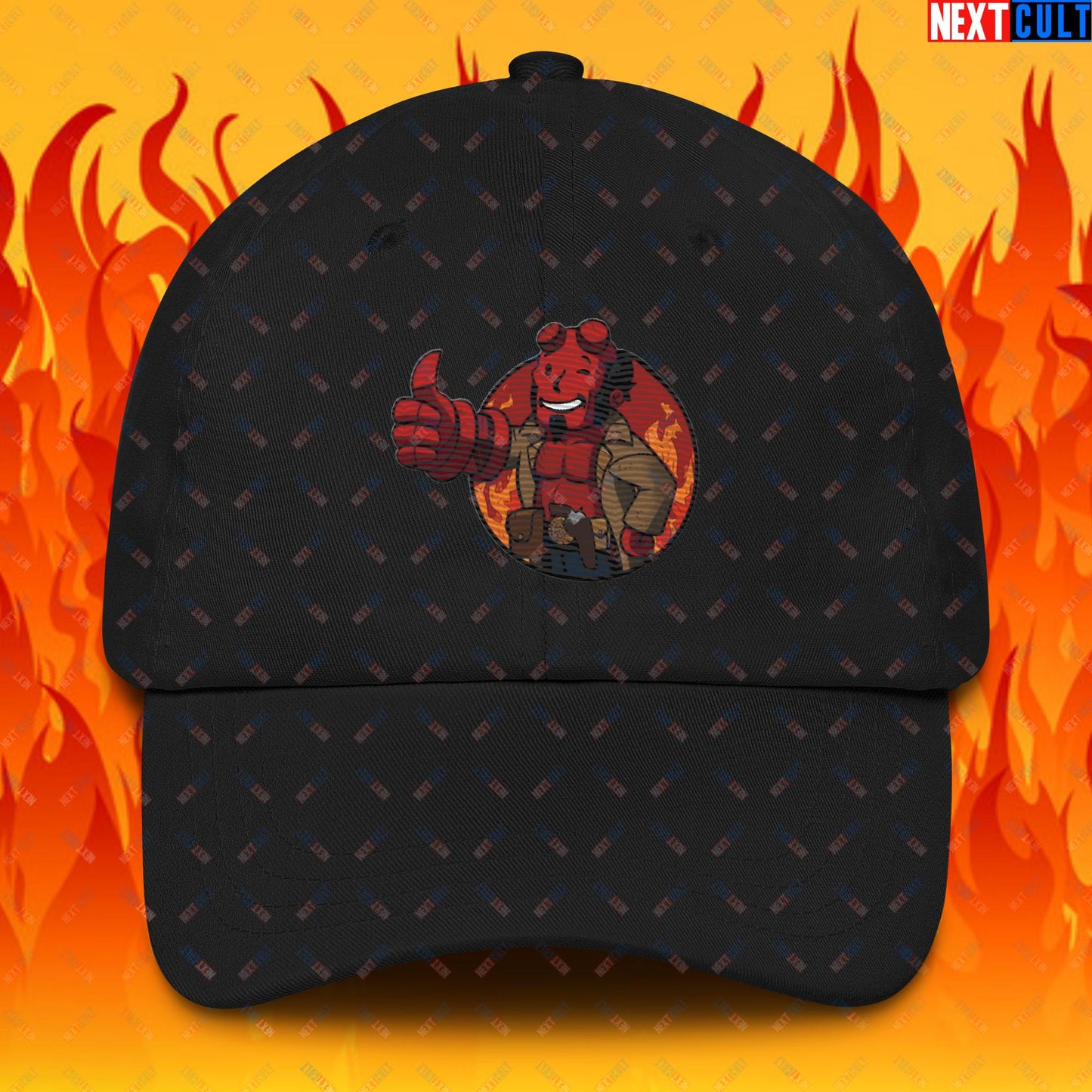 Hellboy Vault Boy Fallout Funny Cartoon Mashup Dad hat