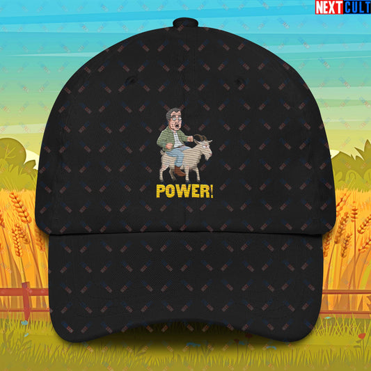 Speed and Power Goat Jeremy Clarkson's Farm Diddly Squat Grand Tour Top Gear Funny Meme Cartoon Dad hat Black Hats Clarkson's Farm Grand Tour Jeremy Clarkson Top Gear TV Shows Next Cult Brand