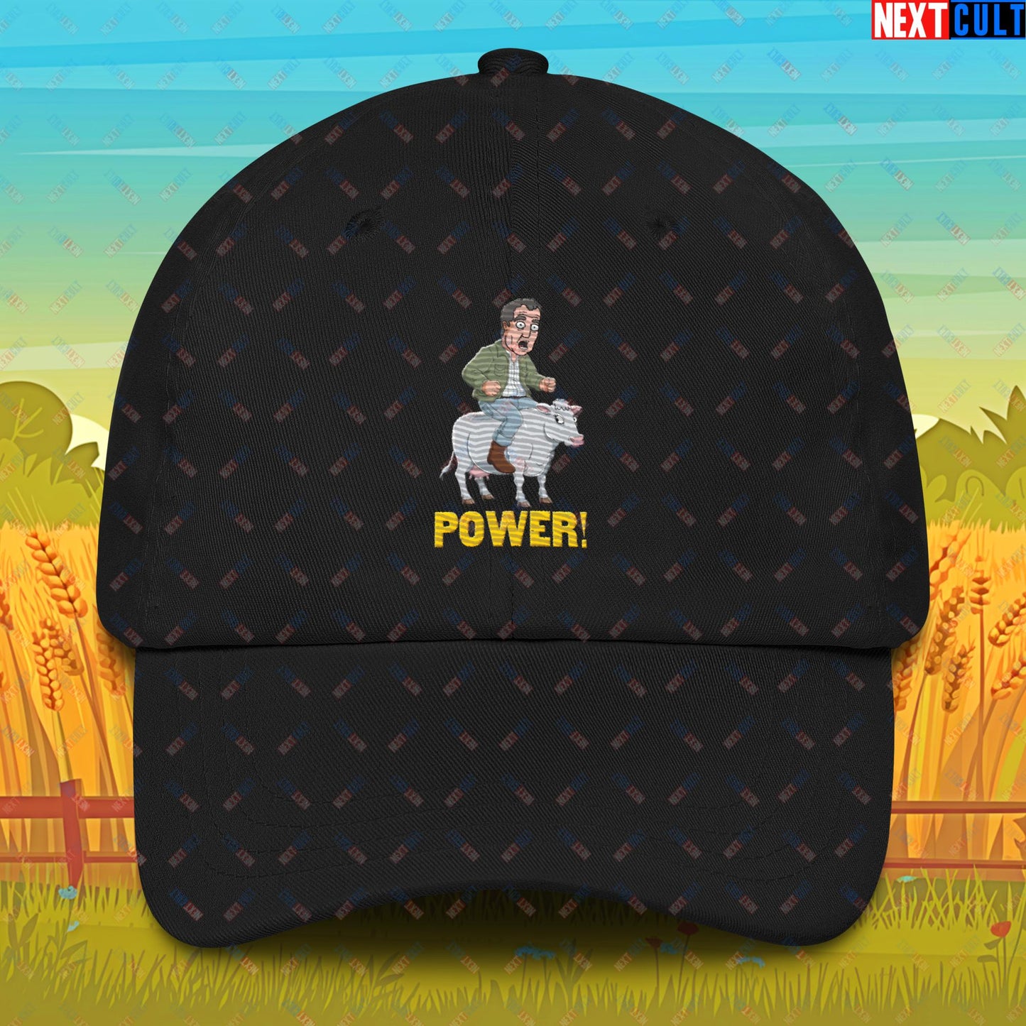 Speed and Power Pepper Cow Jeremy Clarkson's Farm Diddly Squat Grand Tour Top Gear Funny Meme Cartoon Dad hat Black Hats Clarkson's Farm Grand Tour Jeremy Clarkson Top Gear TV Shows Next Cult Brand