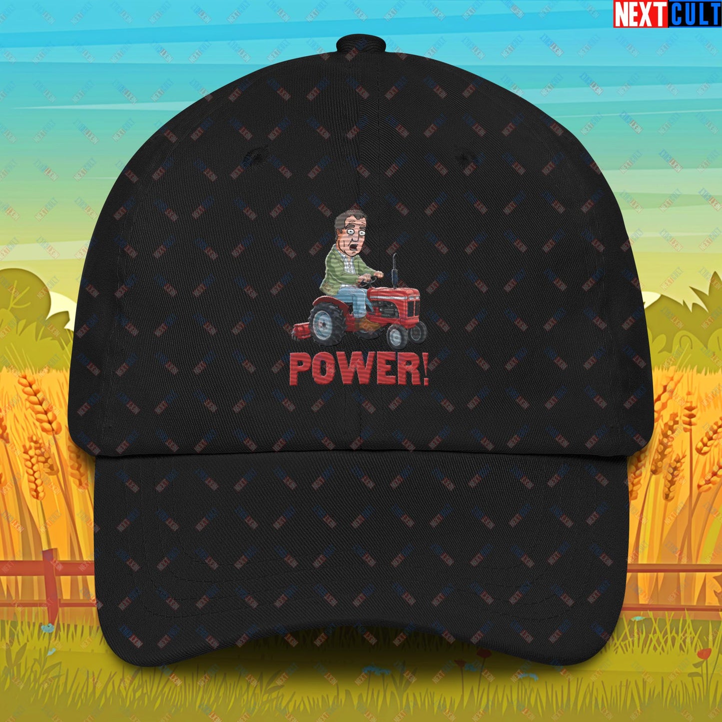 Speed and Power Tractor Jeremy Clarkson's Farm Diddly Squat Grand Tour Top Gear Funny Meme Cartoon Dad hat Black Hats Clarkson's Farm Grand Tour Jeremy Clarkson Top Gear TV Shows Next Cult Brand