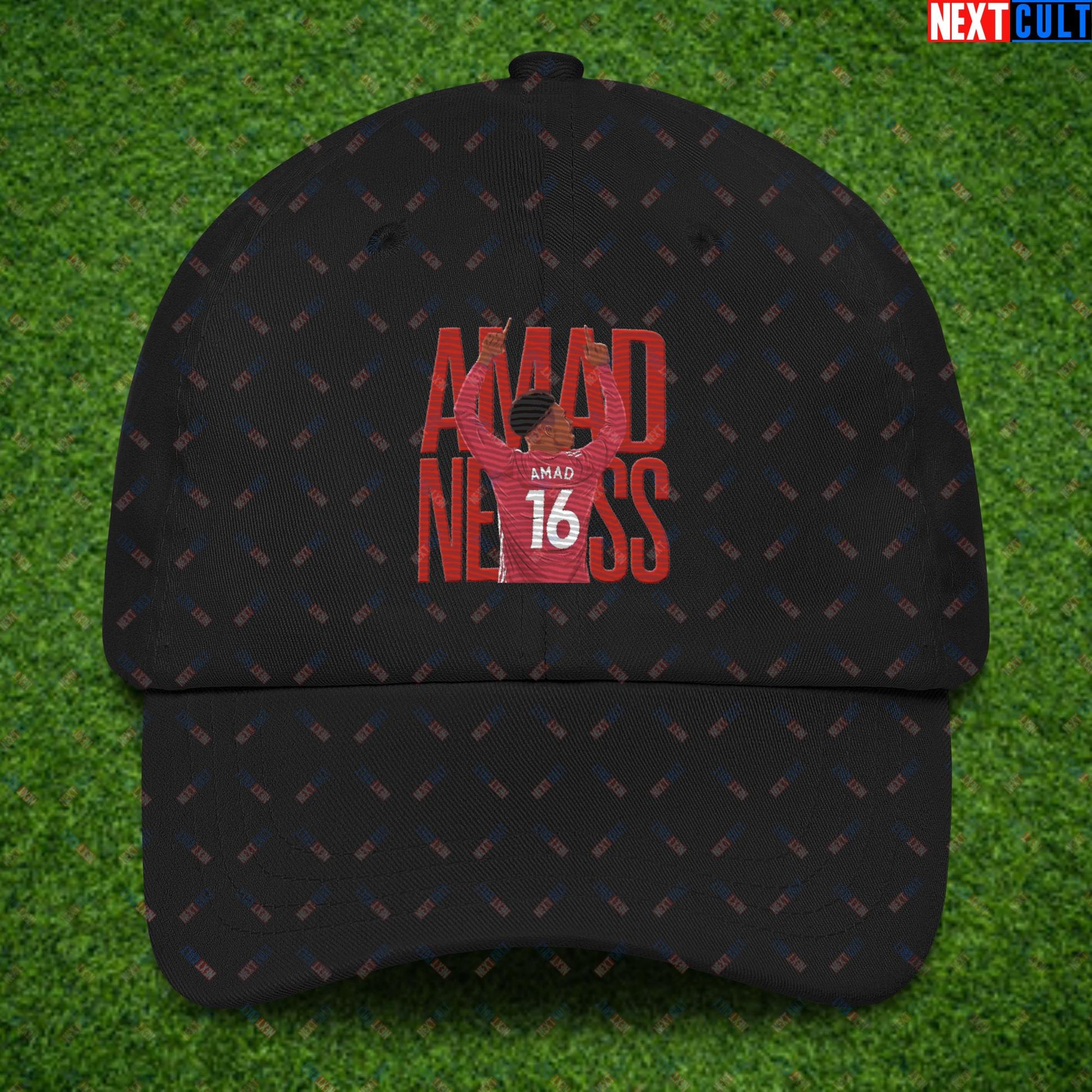 AMADNESS Amad Diallo Manchester United Funny Meme Cartoon Dad hat Black Hats Football Manchester United Next Cult Brand