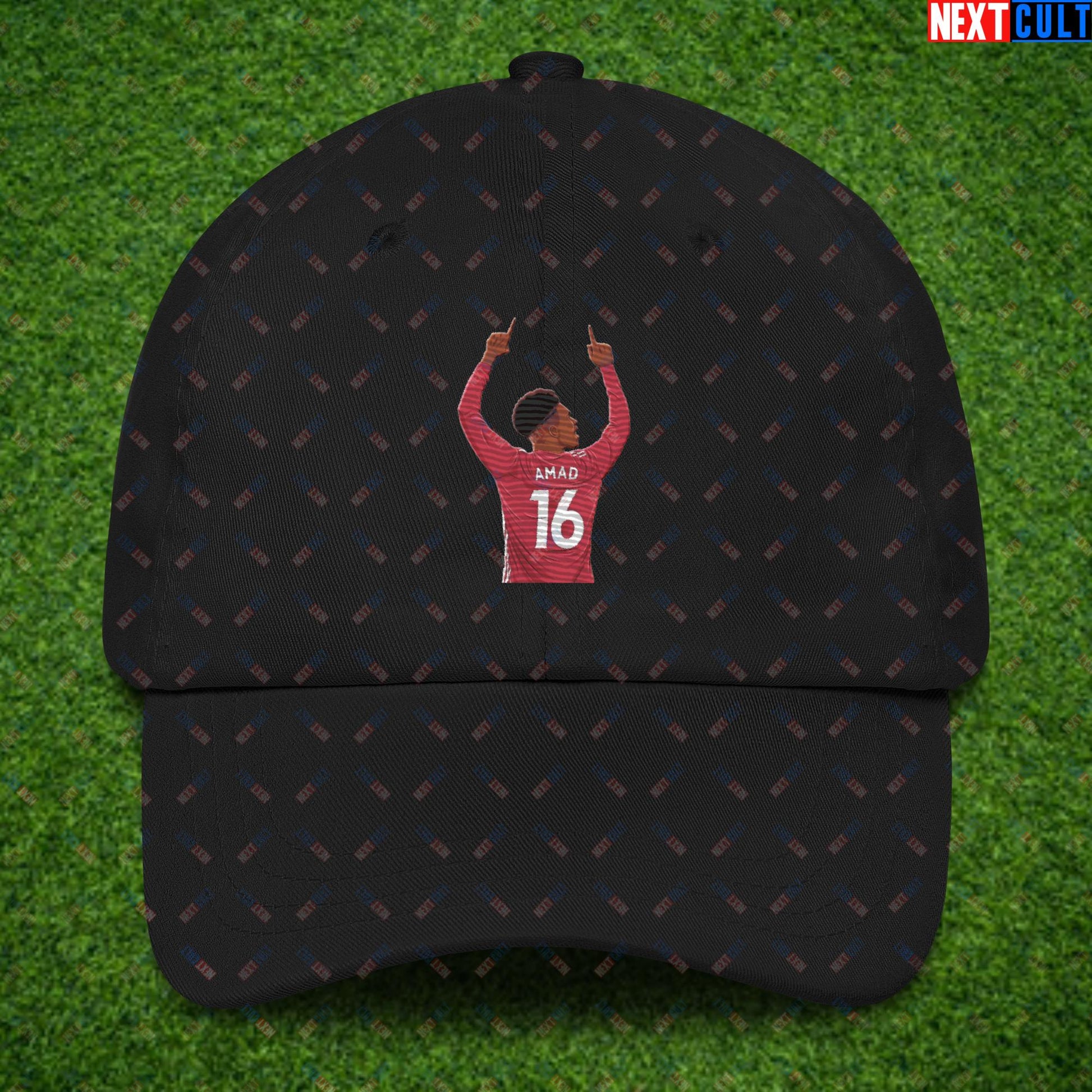 Amad Diallo Goal Celebration AMADNESS Manchester United Funny Meme Cartoon Dad hat Black Hats Amad Diallo Football Manchester United Next Cult Brand