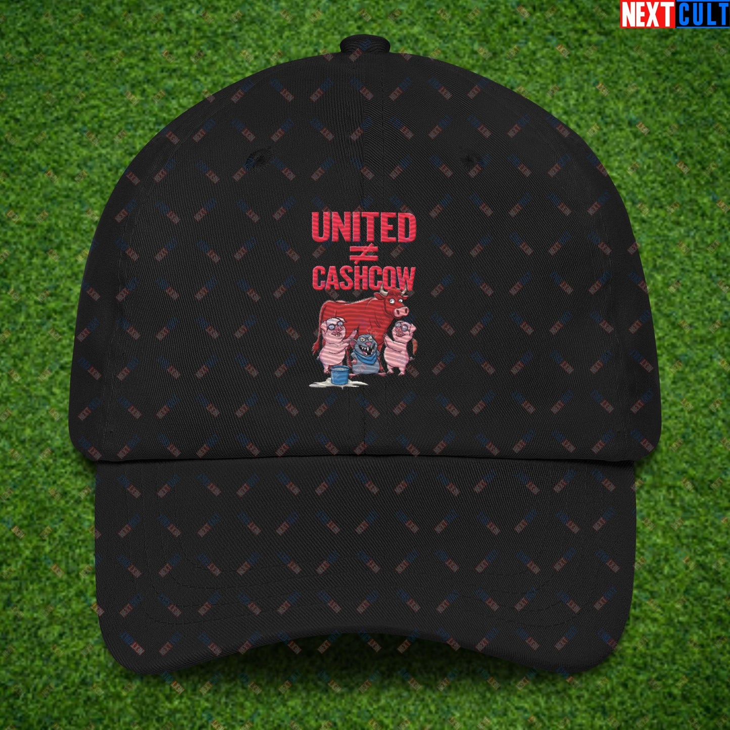 Manchester United Is Not A Cashcow Glazers Out Ineos Out Ratcliffe Out Protest Dad hat Black Hats Amad Diallo Football Manchester United RatcliffeOut Next Cult Brand