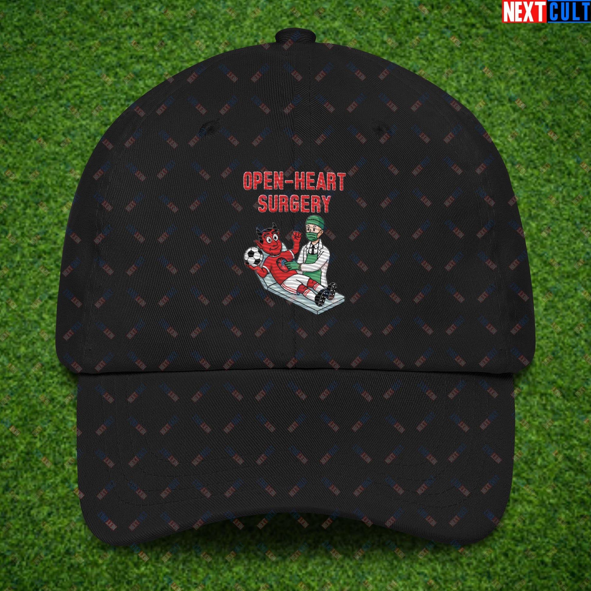 Ralf Rangnick "United Need Open Heart Surgery" Dad Hat - Manchester United Fan Protest Cap - Lazy Players Out, Proper Structure In, Remove Owners - Funny Football Meme Gift Black Hats Football GlazersOut Manchester United RatcliffeOut Next Cult Brand